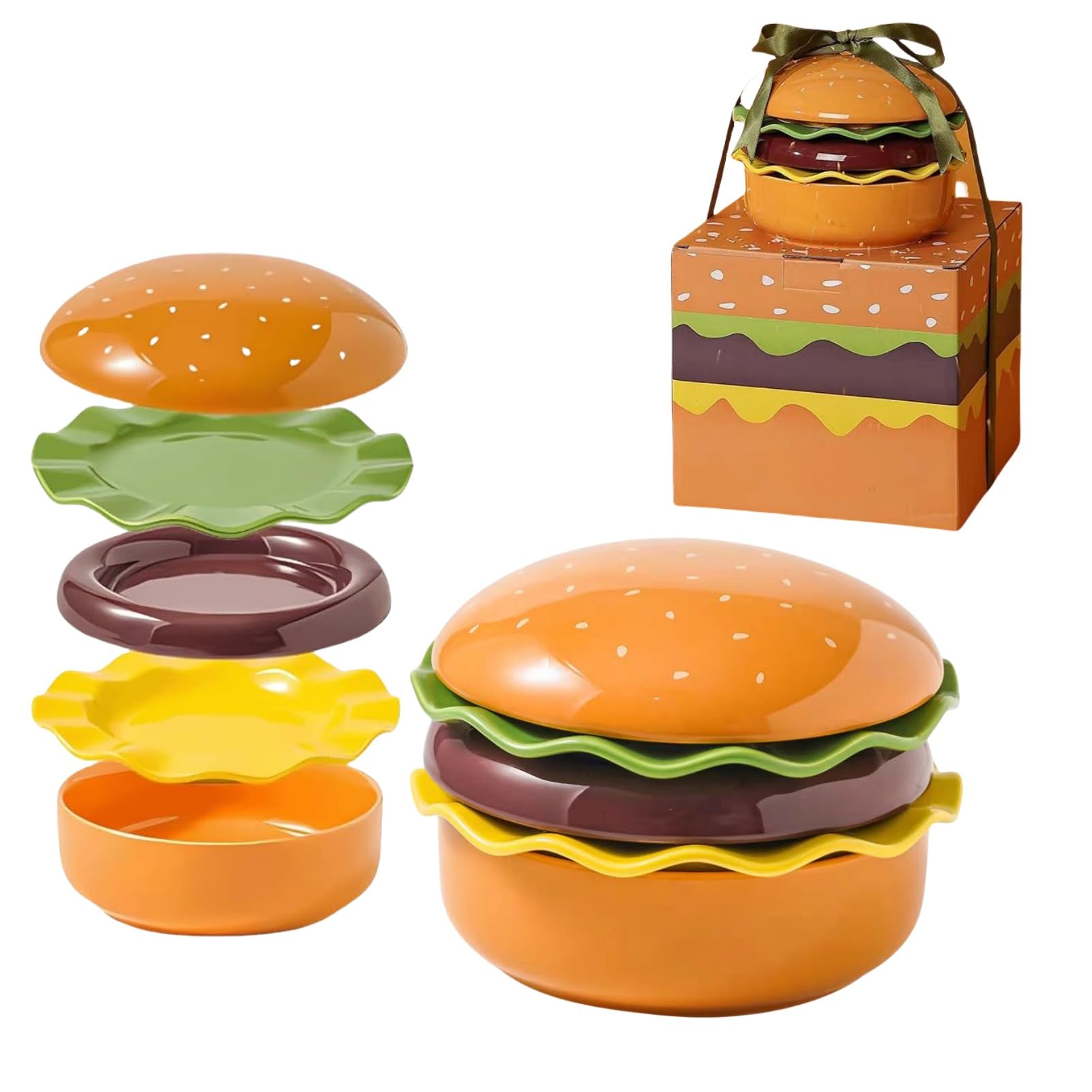 Amazon.com: Ceramic Hamburger Plates and Bowls Sets, 5-Set