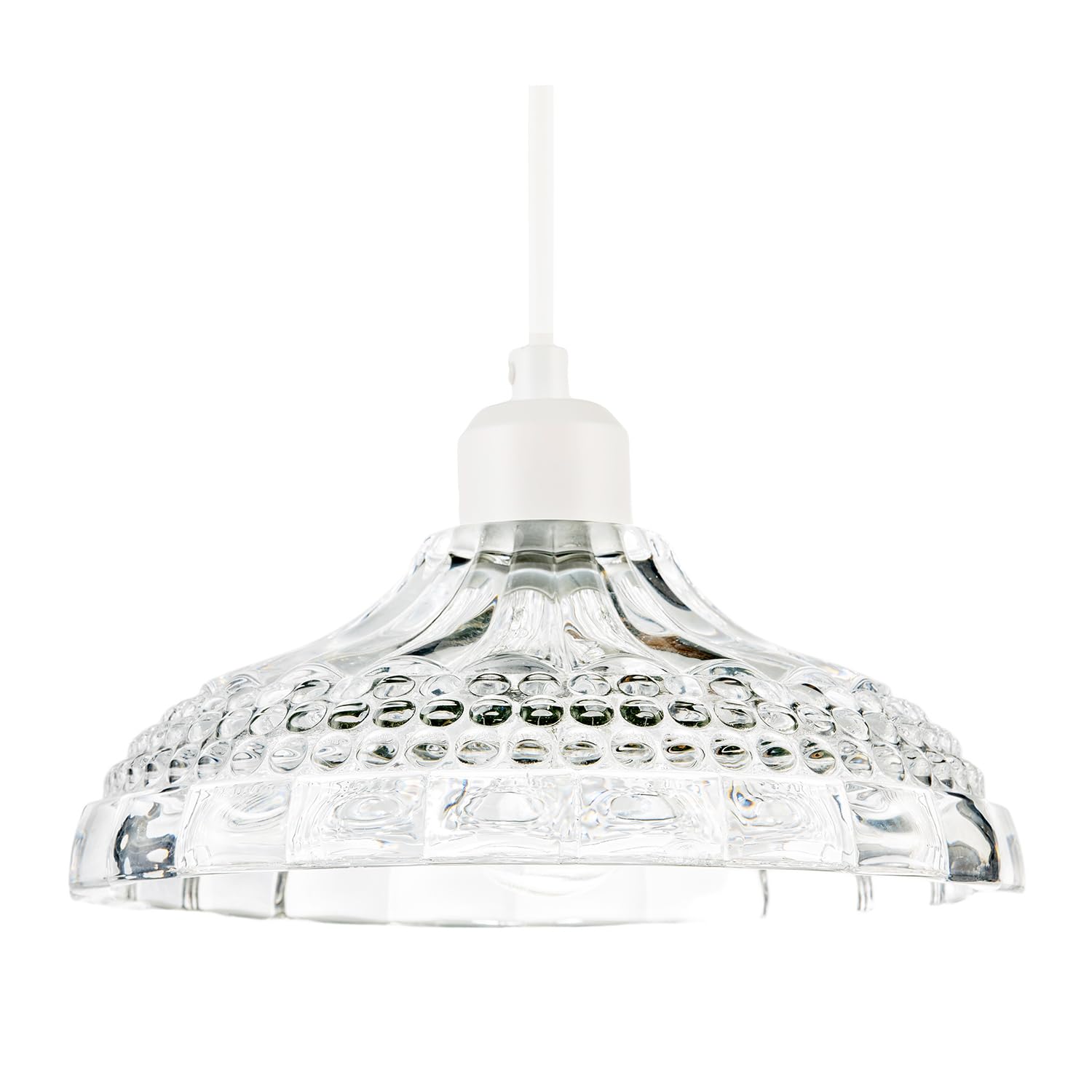 Rackhams Light Modern Clear Textured Glass Dome Pendant Shade With Bubble Decor