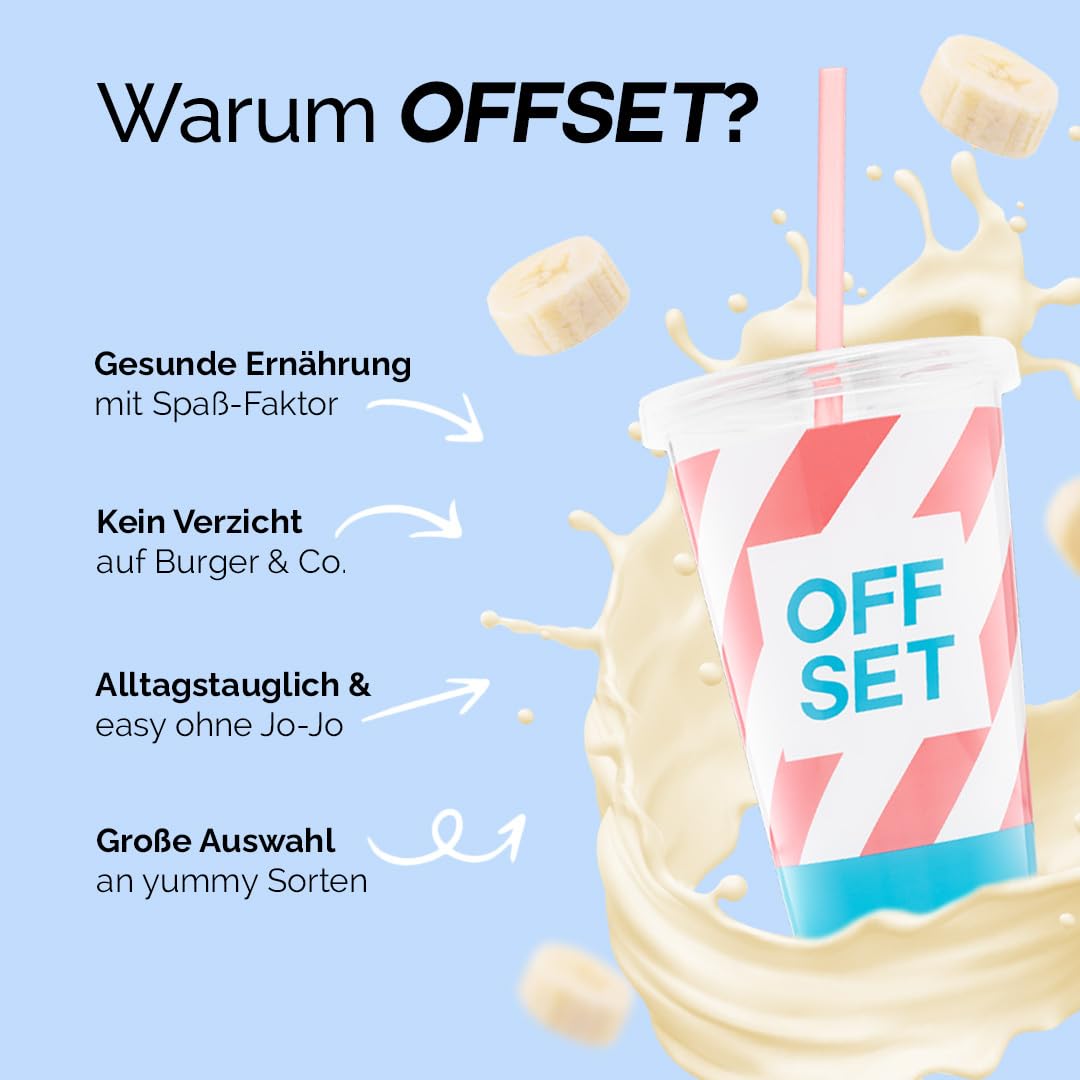 OFFSET Nutrition Abnehm Set Vanilla Mix [FÜR 50 TAGE] - inkl. ERNÄHRUNGSPLAN | Nur 250 KCAL pro Mahlzeit | Mit Abnehm Shake, Proteinriegel & Sättigungskapseln | Mahlzeitersatz