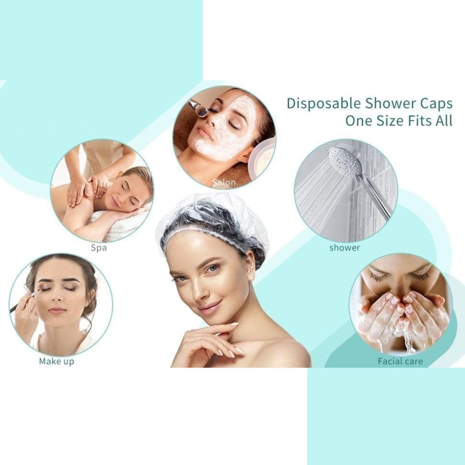 Giffy Disposable Oil-proof 100 Pieces Shower Caps, Waterproof Head Cover for Hotel, Hair Dye, Spa, Salon, Kitchen Storage, Free-Size Bathing Hat for Men and Women 4