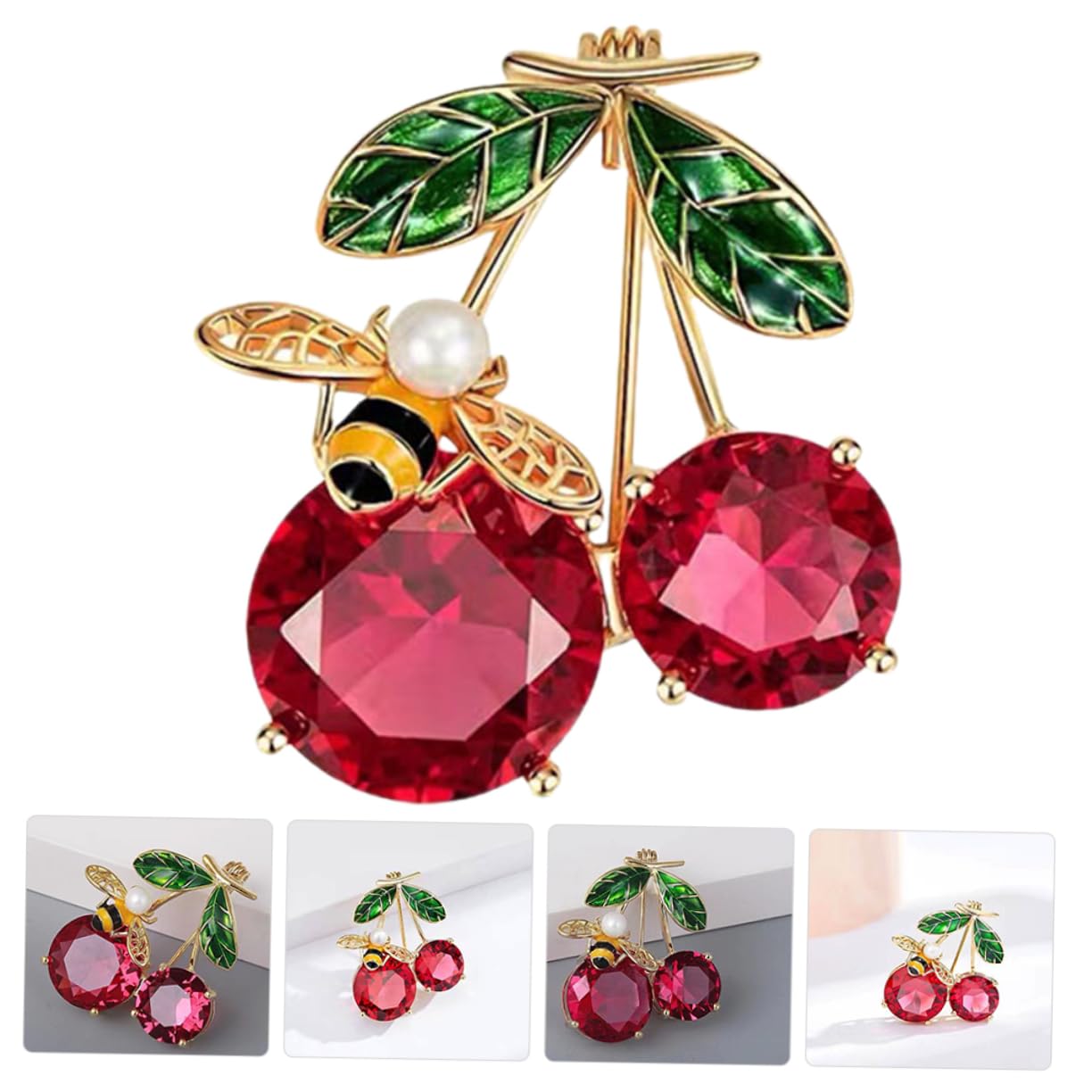 Holibanna Kirschbienen-Brosche für Gold Brosche Blumen Stifte dekorativ Kleidungsverzierung Broschennadel aus Kirsche Kleidung Brosche Kirsche Brosche Kirsche Stift Kupfer