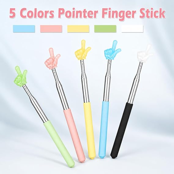 Hianjoo 5 PCS Extendable Pointer Finger Stick for Classroom