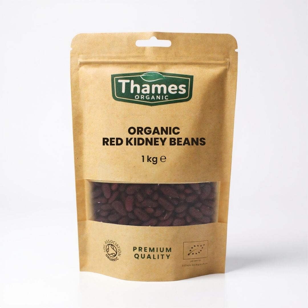 Organic Red Kidney Beans - High Fiber, High Protein, No Additives or Preservatives, Raw, Vegan, Non-GMO - Perfect for Vegetarian Dishes and Chili - Thames Organic 1kg