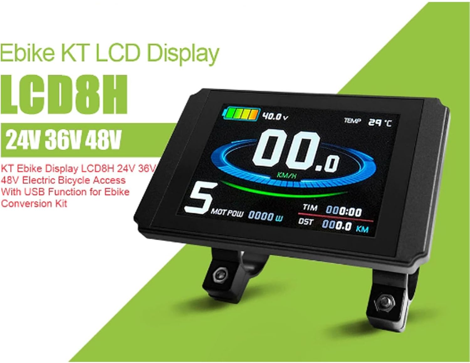 Electric Bike LCD Display, Electric LCD Display Scooter Colorful Control Panel, Computer with SM Cable for Mountain Bike