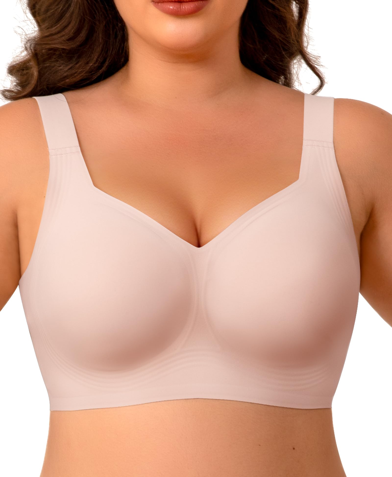 Ganado Sujetadores sin Aros Mujer Sujetador con Tirantes Anchos Push up con Relleno Básicos Bralette sin Costuras — view 11