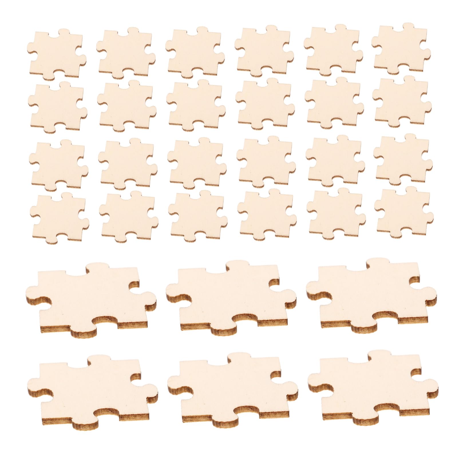 FUNOMOCYA 50pcs Wooden Blank Jigsaw Puzzle Pieces DIY Craft for Adults Natural Safe Material for Creative Art Projects and Hand-Eye Coordination Development