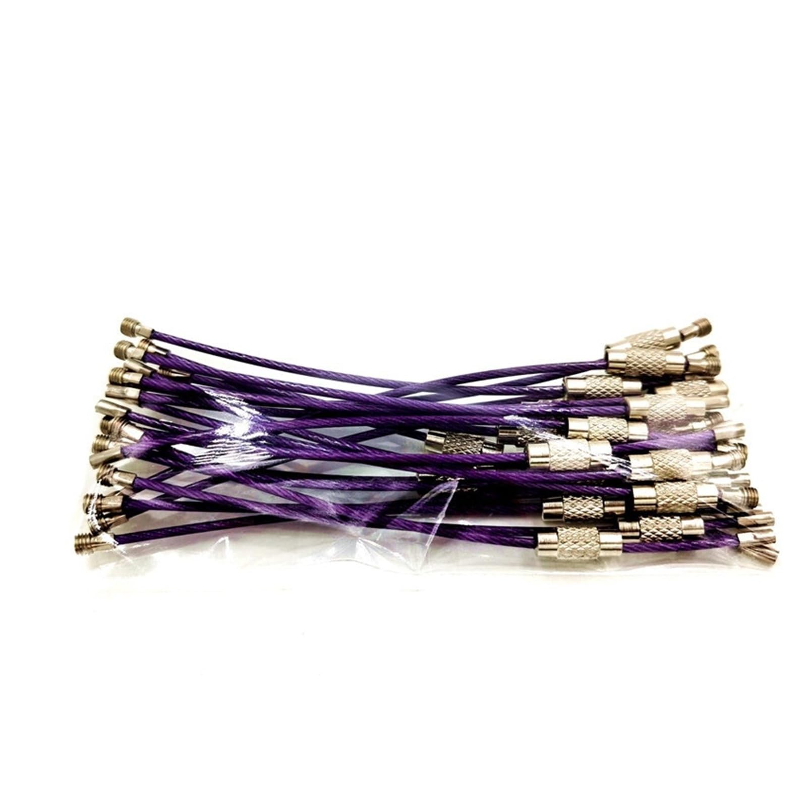 Kabel do breloczków ze stali nierdzewnej 2 mm z blokadą śrubową 15 cm Heavy Duty for Outdoor Camp Hiking EDC Key Tools (PURPLE, 10 cnm 10 szt.)