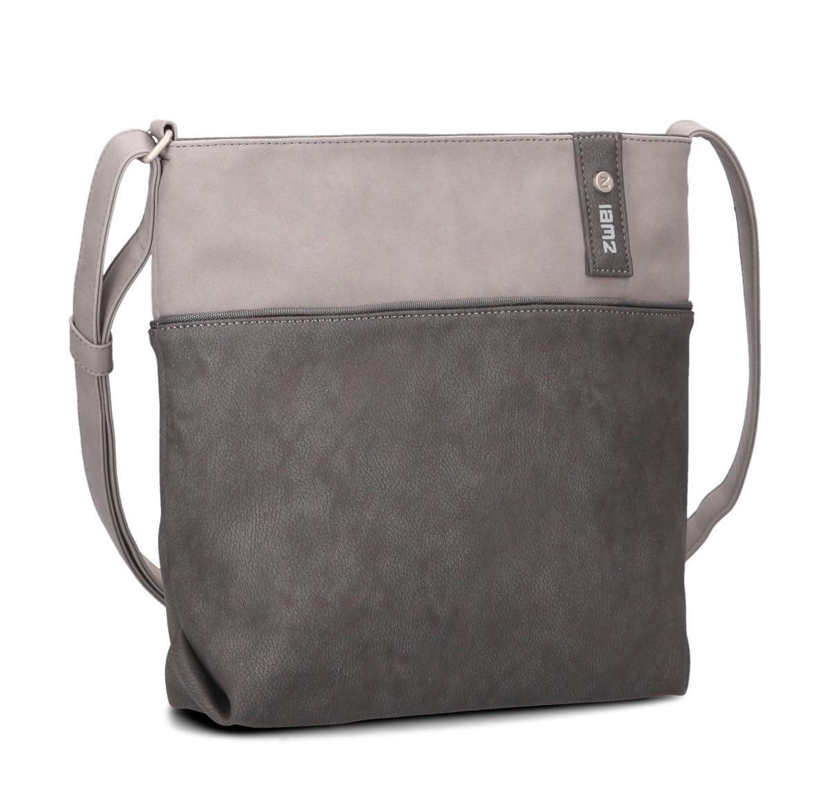 Zwei Damen Umhängetasche JANA J10 Crossbody Bag 5 Liter Handtasche im Bicolor-Design + passender Kosmetikbeutel/Geldbeutel gratis