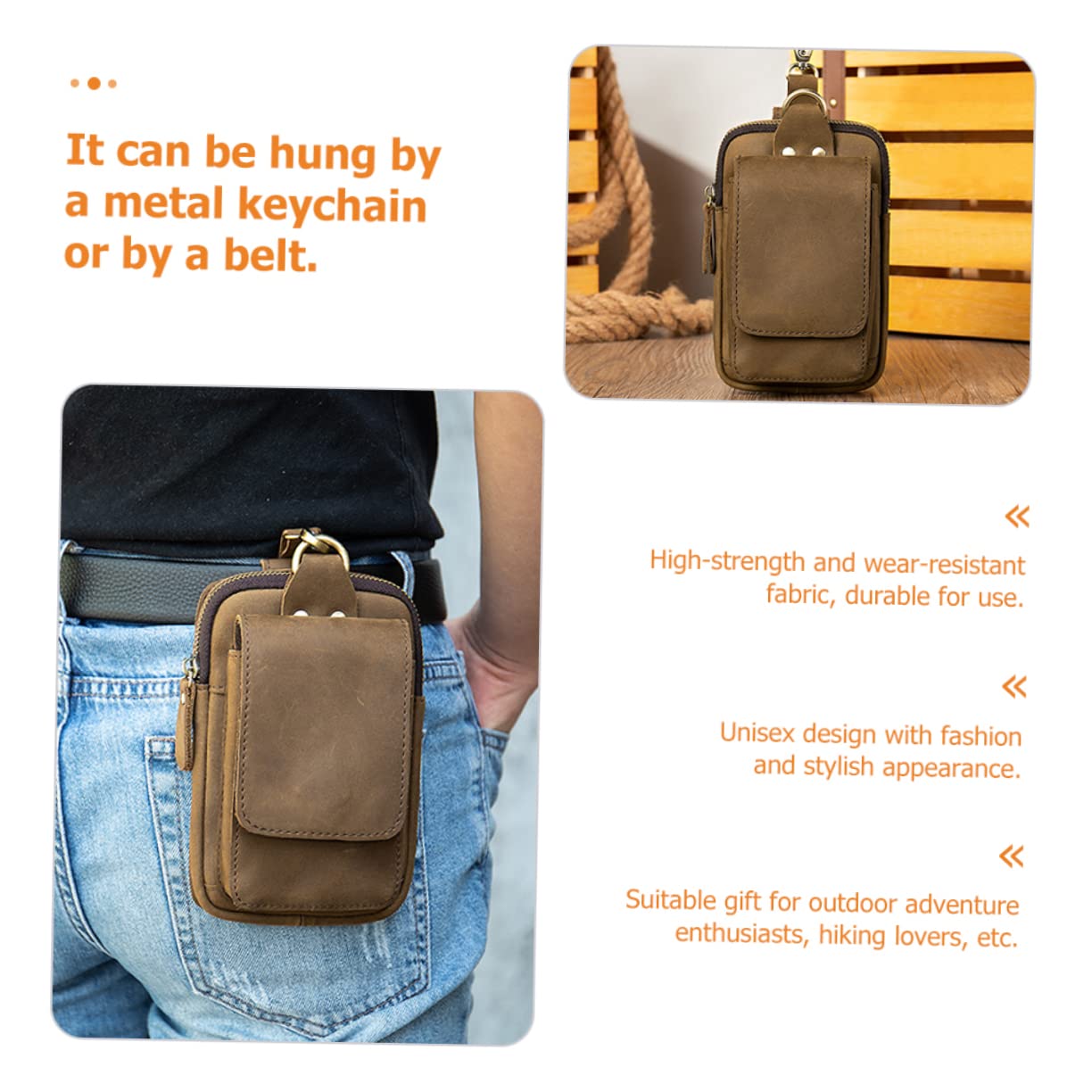 Uonlytech Custodia da Cintura per Cellulare Marsupio per Telefono Leggero e Compatto per Escursioni Campeggio e Viaggi Tasche per Chiavi e Accessori Resistente e Protettivo