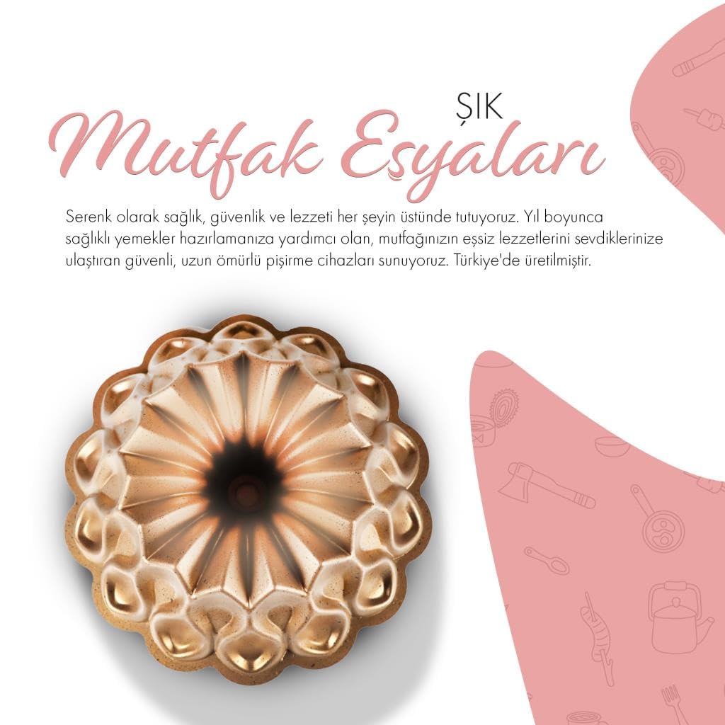 serenk Moule à gâteau anti-adhésif avec revêtement mural en granit pour la cuisson, moule à gâteau avec corps en aluminium, doré, 25,4 x 10,2 cm (goutte)