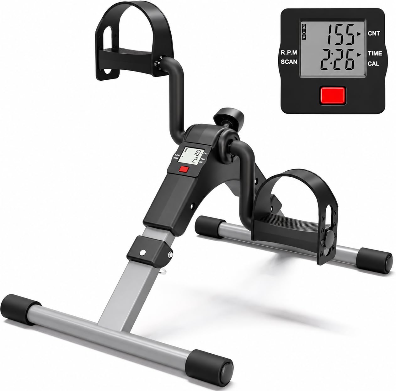 Mini Pedal Exercise Bike for Home & Office | Foldable Arm & Leg Exercise Cycle with LCD Display & Adjustable Resistance | Portable Under Desk Physiotherapy Fitness Equipment for Seniors & Adults-image-32