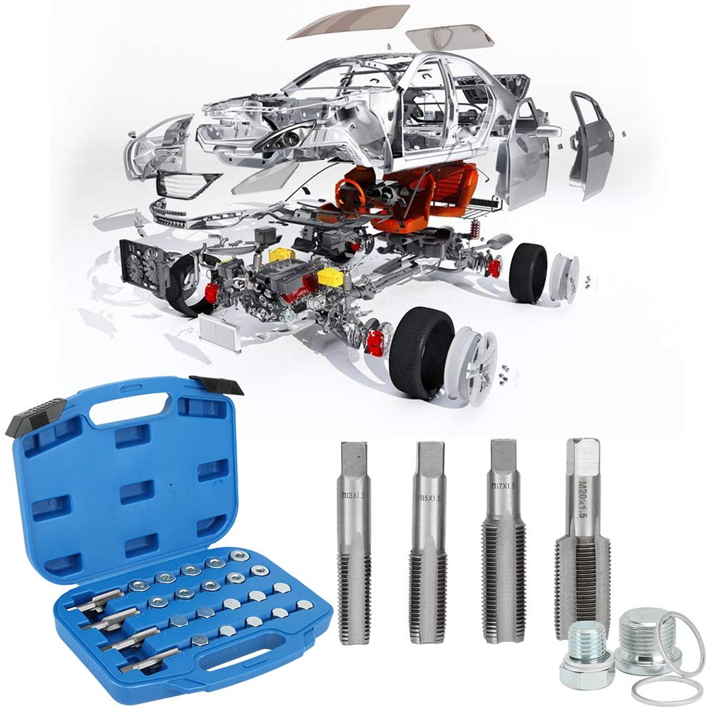 64 Pezzi Kit di Riparazione della Filettatura della Coppa dell'Olio, Coppa dell'olio in Alluminio Riparazione Filettatura della Coppa dell'olio Tappo di Scarico Kit di Strumenti Accessorio di Manutenz