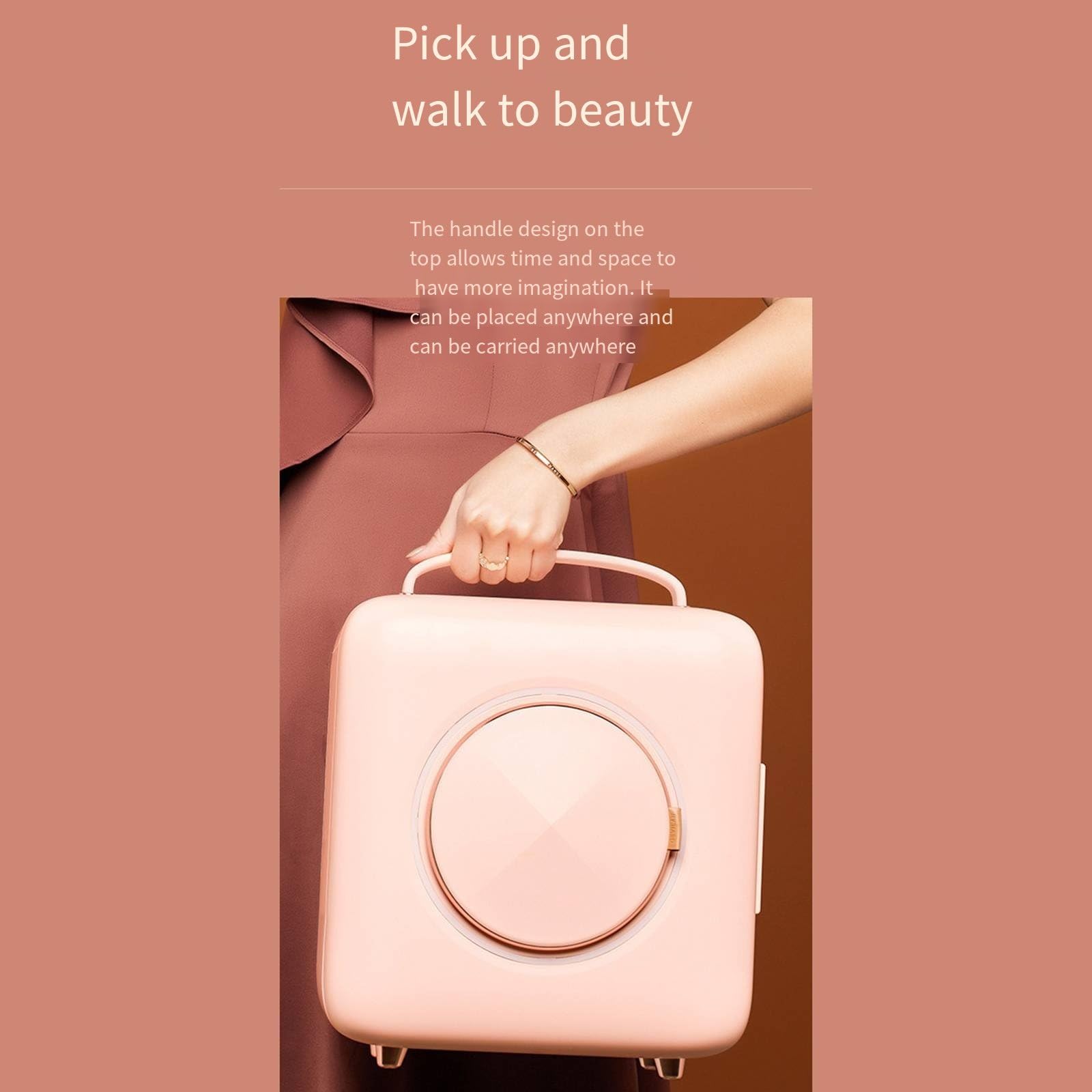 Frigorifero cosmetico da 9 litri Cosmetici e prodotti per la cura della pelle Refrigerazione Conservazione intelligente a temperatura costante,Pink