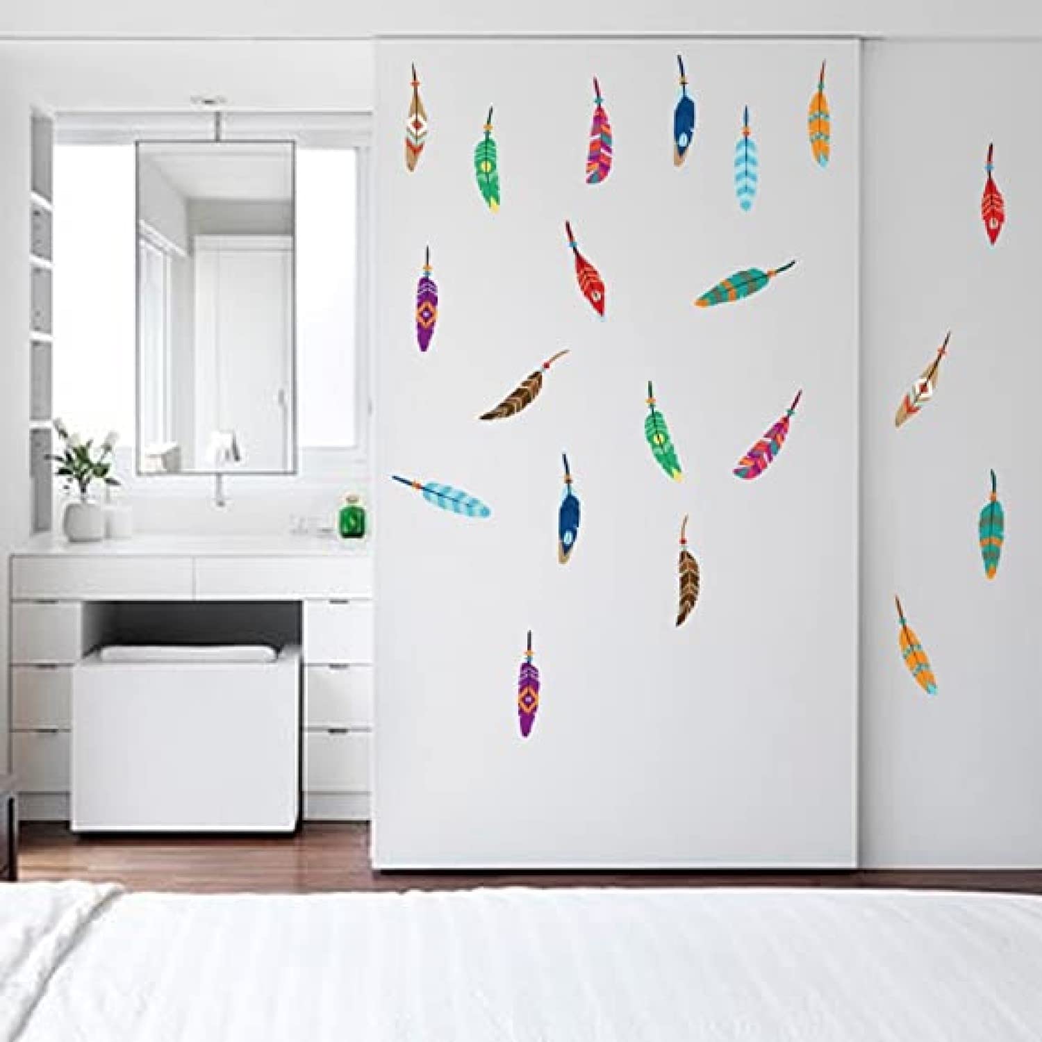 JAAMSO ROYALS Multicolour Feathers Stickers for Walls of Home, Wall Sticker for Living Room, Wall Stickers for Home, Wall Painting Stickers, Living Room Wall Stickers (60CM x 30CM) (B07FRWDN5T) Amazon Price History, Amazon Price Tracker