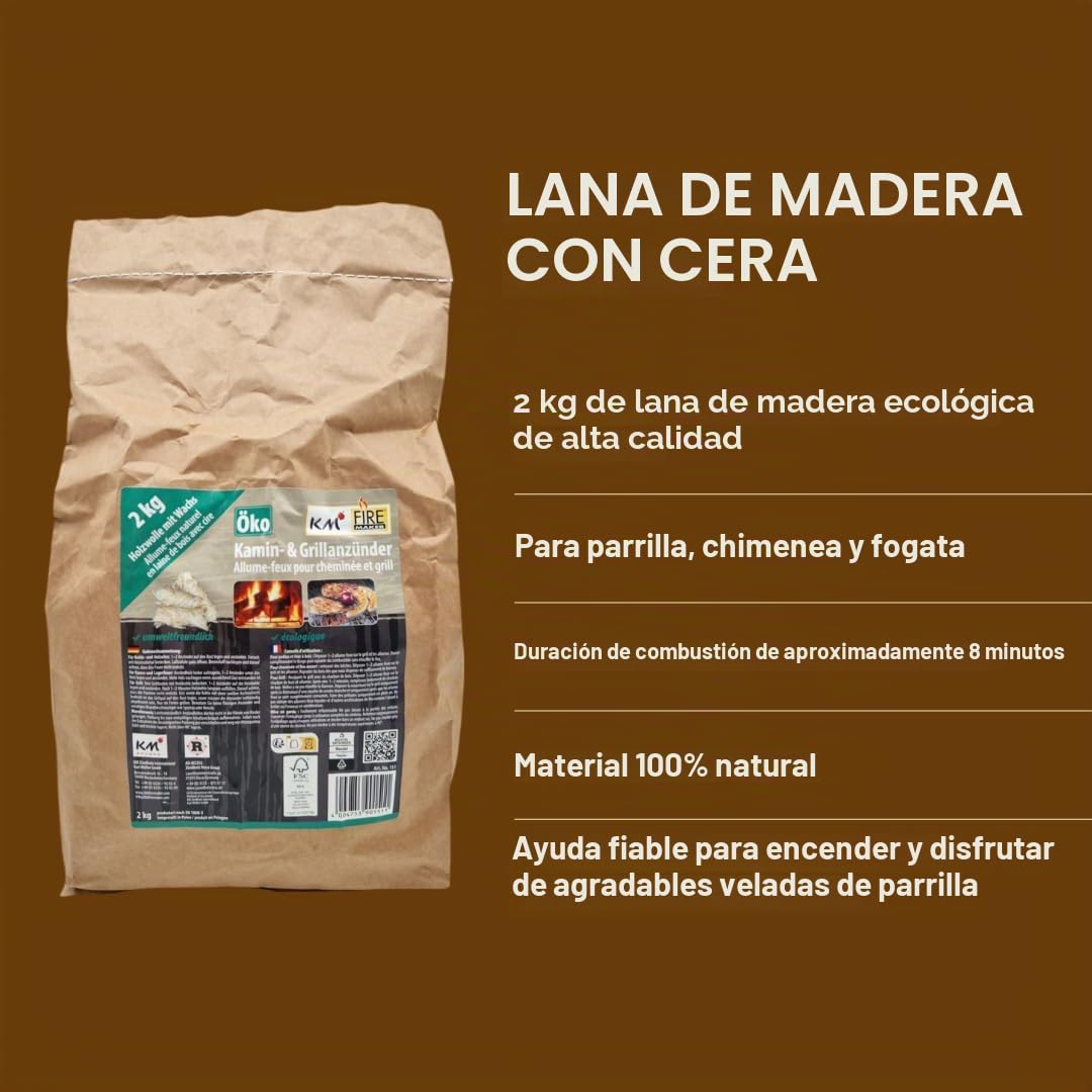 2 kg de encendedor de lana de madera ecológica