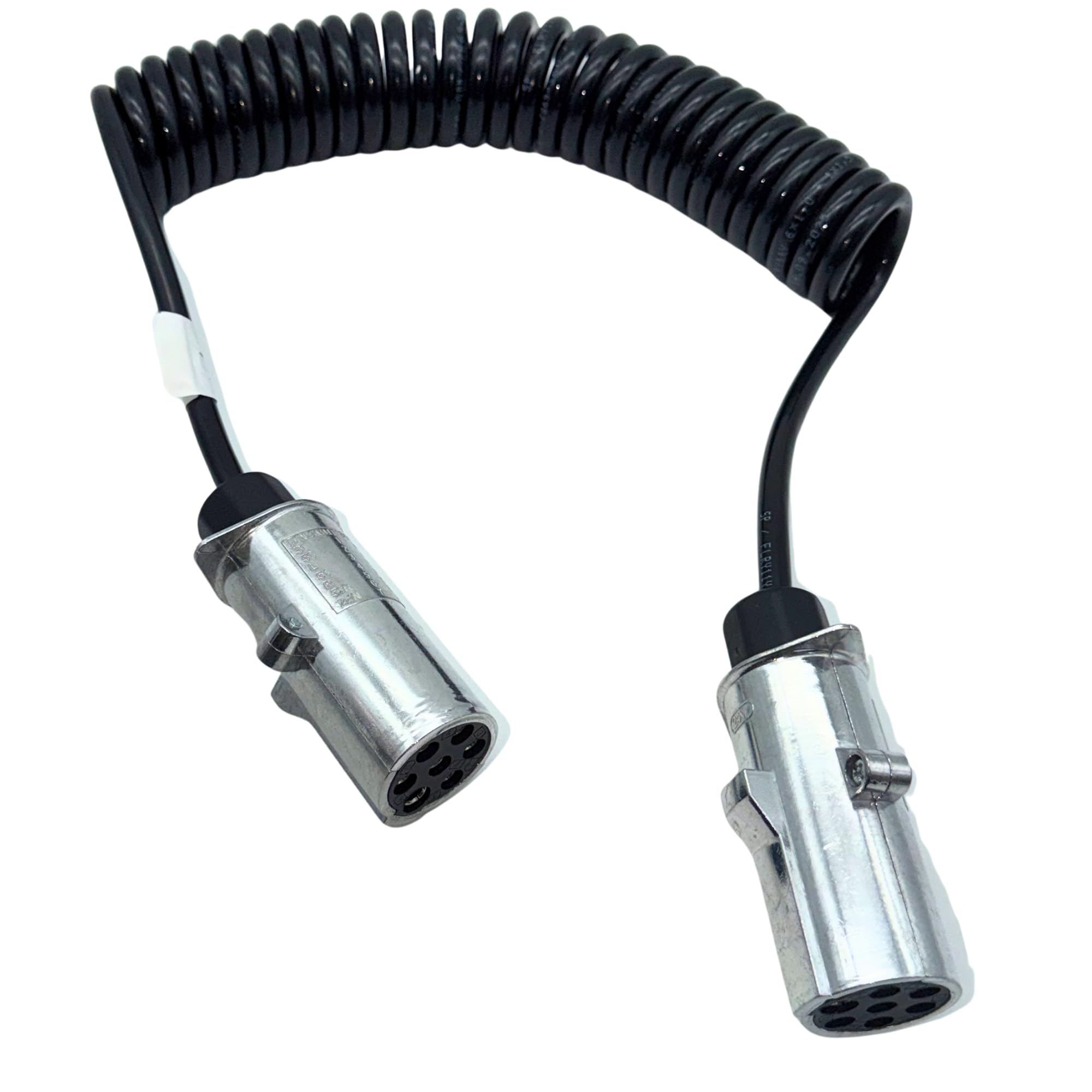 7-biegunowy kabel elektryczny 24 V typu N-Type – aluminiowa wtyczka metalowa – przewód spiralny do samochodów ciężarowych, NFZ, przyczep, traktorów i maszyn rolniczych