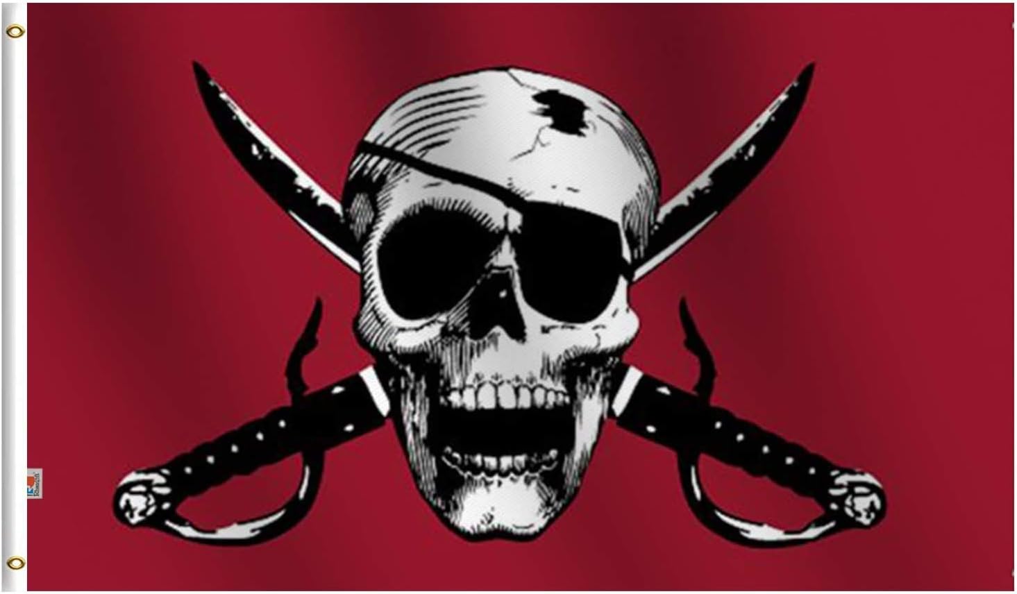 rhungift Premium Ghost Pirate Ship Flag Large 3x5 Ft, Moderate Outdoor/Indoor Both Sides 100D Smooth Silk--Brass Grommets for Easy Display Jack Rackham Roger Skull Sword boat Flag 3' x 5' Banner