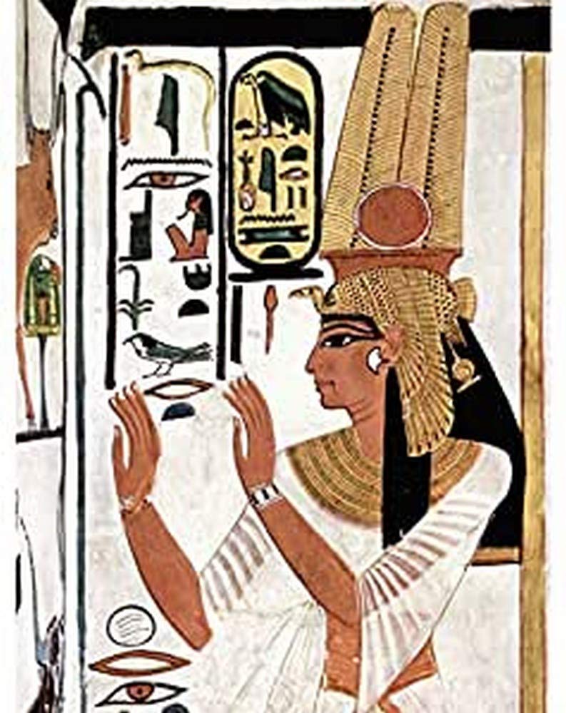 Ancient Egypt Mural Queen Nefertiti Praying Hieroglyphic Unframed Wall Art Print Poster Home Decor Premium