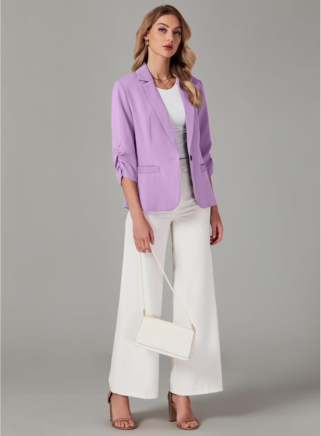 LookbookStore Blazers for Women Suit Jackets Dressy 3/4 Sleeve Blazer Business Casual Outfits for Work