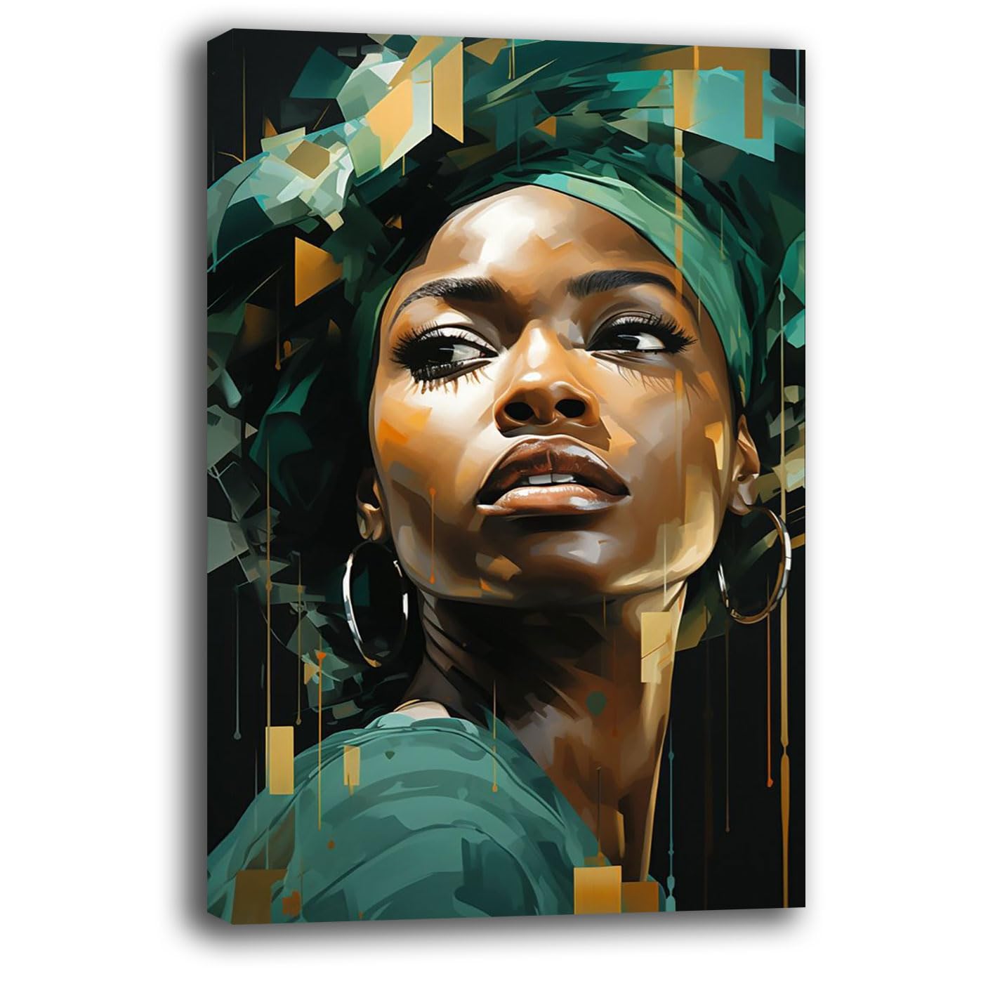 Printerland Cuadro moderno vertical con chica negra, cuadros modernos para el salón de pared, XXL grande, impresión sobre lienzo, decoración mural para dormitorio, cocina (9, 30 x 40 cm)