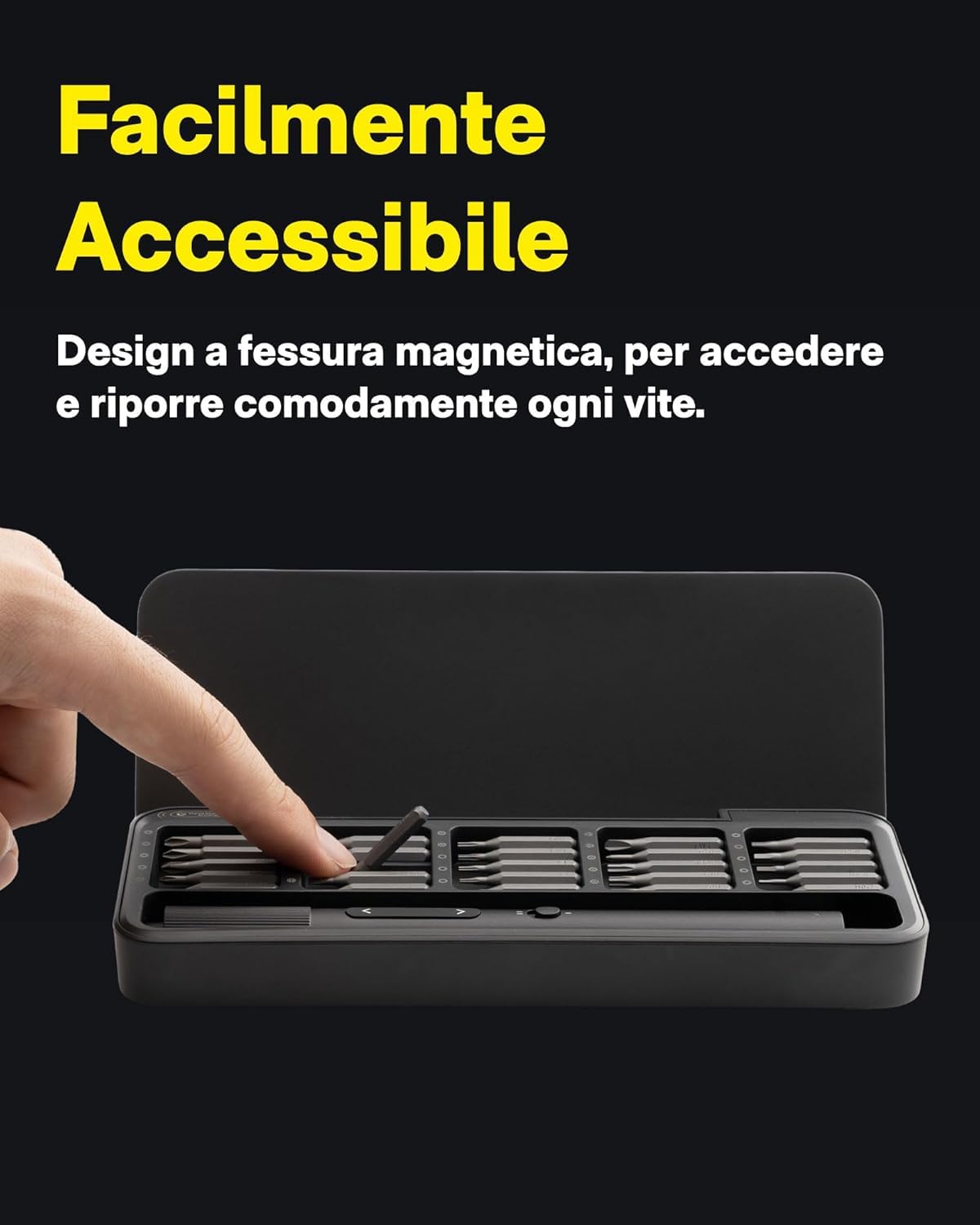 HOTO Cacciavite Elettrico con 25 Punte Magnetiche S2, Mini Set di Cacciaviti di Precisione con 170 RPM, USB-C, 2 Impostazioni di Coppia e Luce LED, Ideale per Occhiali ed Elettronica