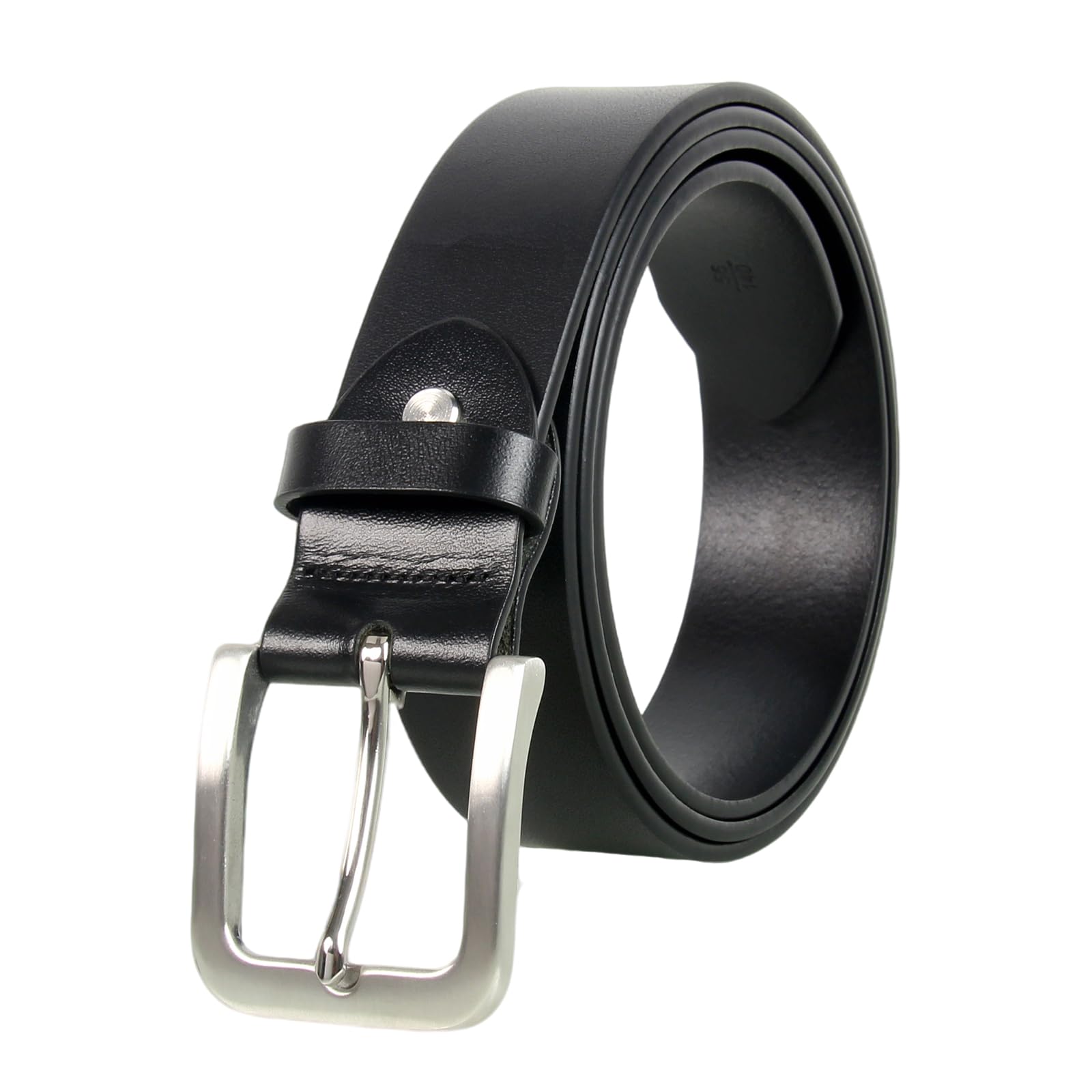 Mens Genuine Leather Belt 1 1 2 Classic Versatile Prong Buckle in Full-Grain Leather Trim to Fit