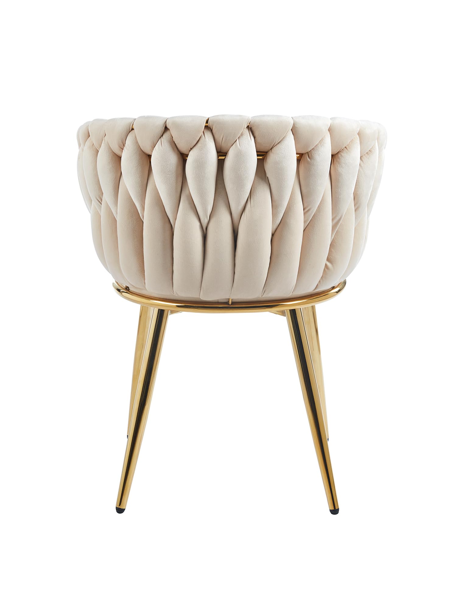 IlGruppone Poltrona con Schienale in Velluto Intrecciato Design Moderno, Sedia Imbottita Circolare con Gambe in Metallo Placcato Oro Poltroncina - Beige