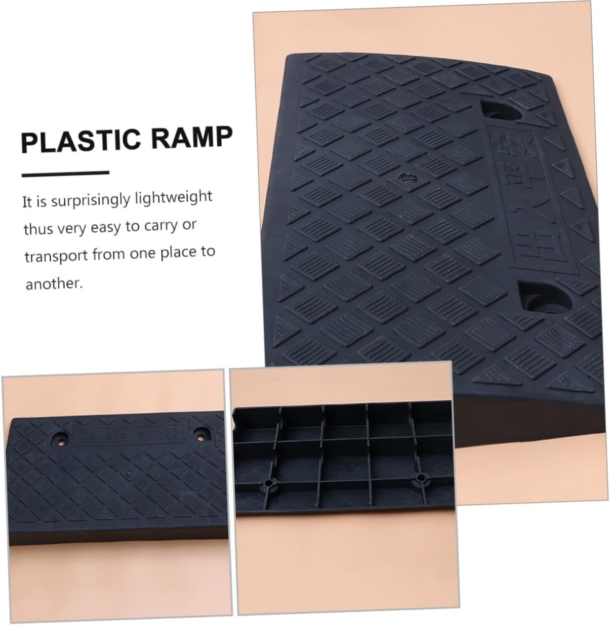 Vehicle Curb Ramp Plastic 50x27x9cm Black Threshold Ramp for Cars Motorcycles Driveway Loading Slope Compatible with Wheelchairs and Bikes