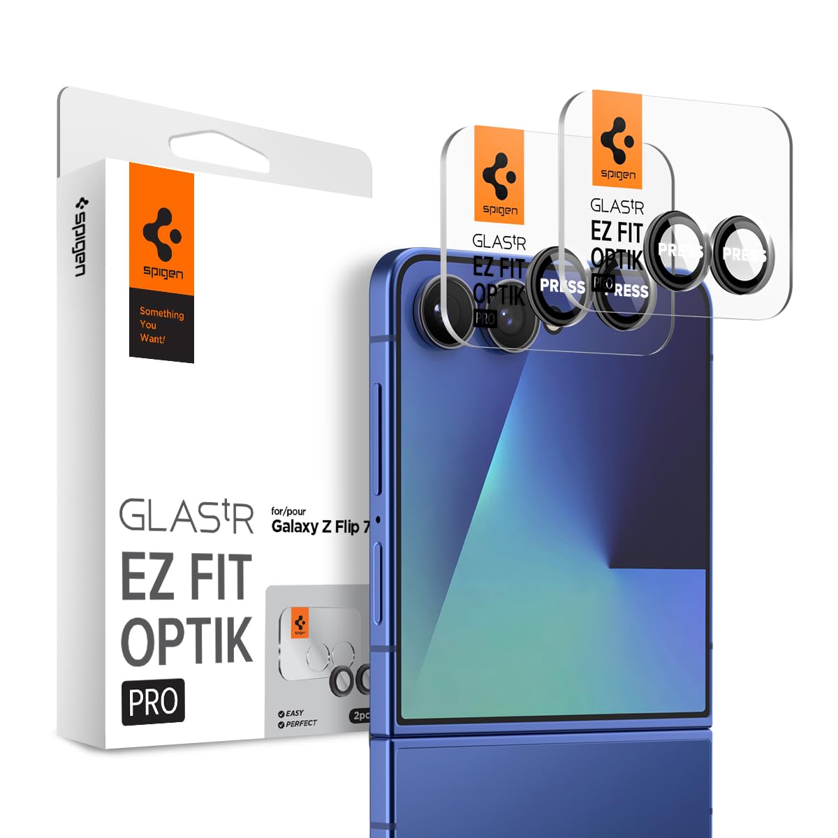 Spigen Glas.tR EZ Fit Optik Pro Tempered Glass Camera Lens Protector Guard for Galaxy Z Flip7-2 PackClimatePartner certified