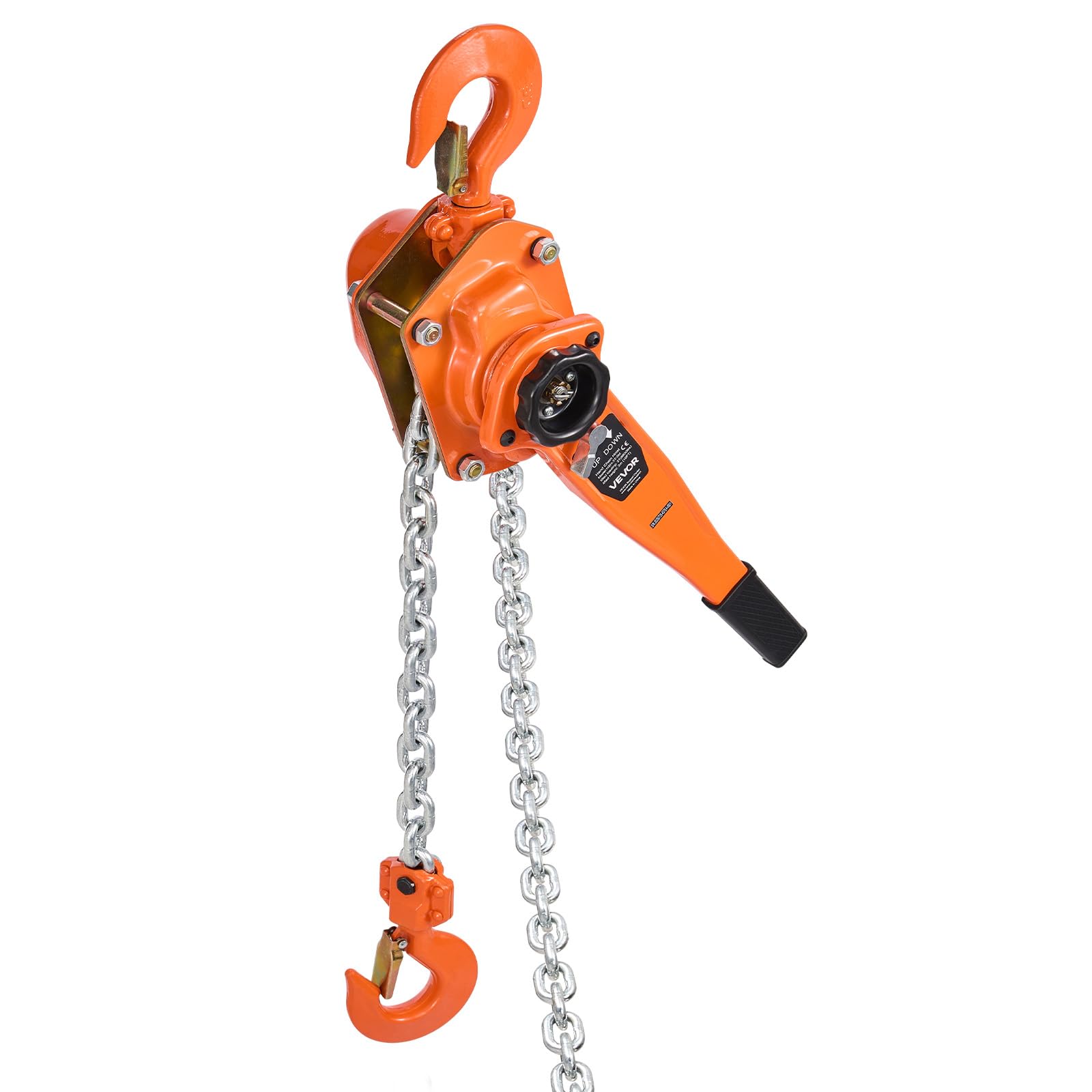 VEVOR Polipasto de Cadena Manual Carga de 3 T, Elevación de 6 m, Cadena de Acero Aleado G80 con Freno Mecánico de Doble Trinquete, Ganchos Giratorios de 360°, para Almacenes, Construcción, Garajes