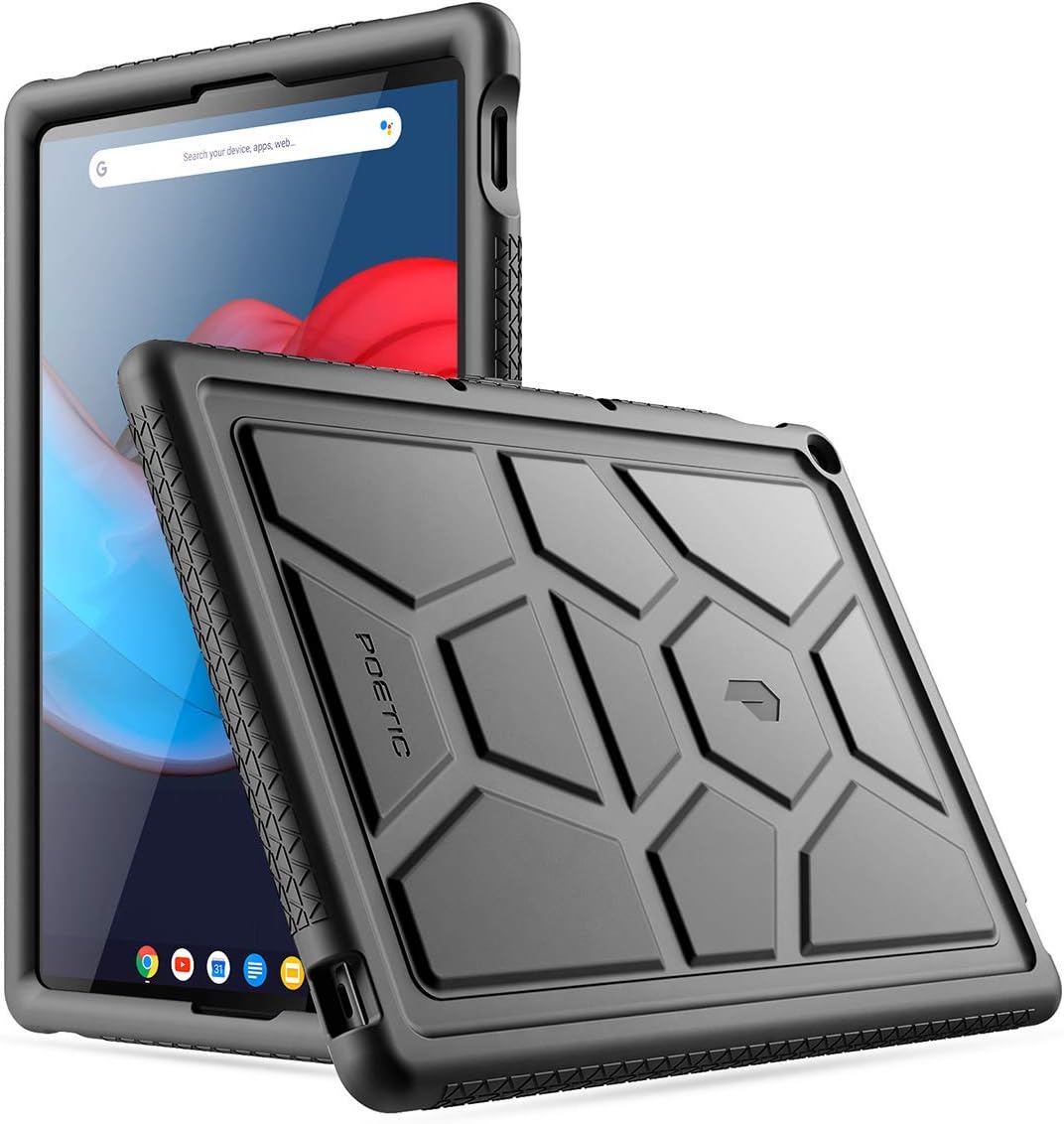 Google Pixel Slate 12.3 tablet Case, Heavy Duty Shockproof Kids Friendly Silicone Case Cover, TurtleSkin Series, for Google Pixel Slate 12.3, Black