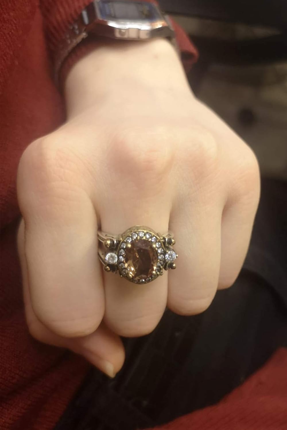 Two Oval-Cut Gemstones Reversible 925 Sterling Silver Handmade Ring for Women – Premium Quality 2-in-1 Design