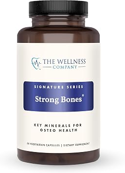 The Wellness Company Strong Bones | 60 Capsules 1-Month Supply | Made with Key Minerals to Help Build Bone Strength | Non-GMO, Vegan, Gluten Free | for Supporting Bone Strength and Health