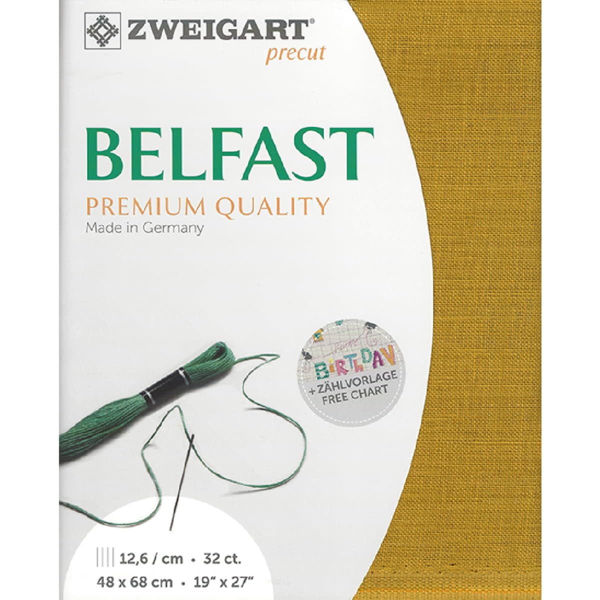 Zweigart Curry (3008) 32 Count Belfast Linen Evenweave Fat Quarter Measuring 70cm x 50cm (27 x 19 Inches)