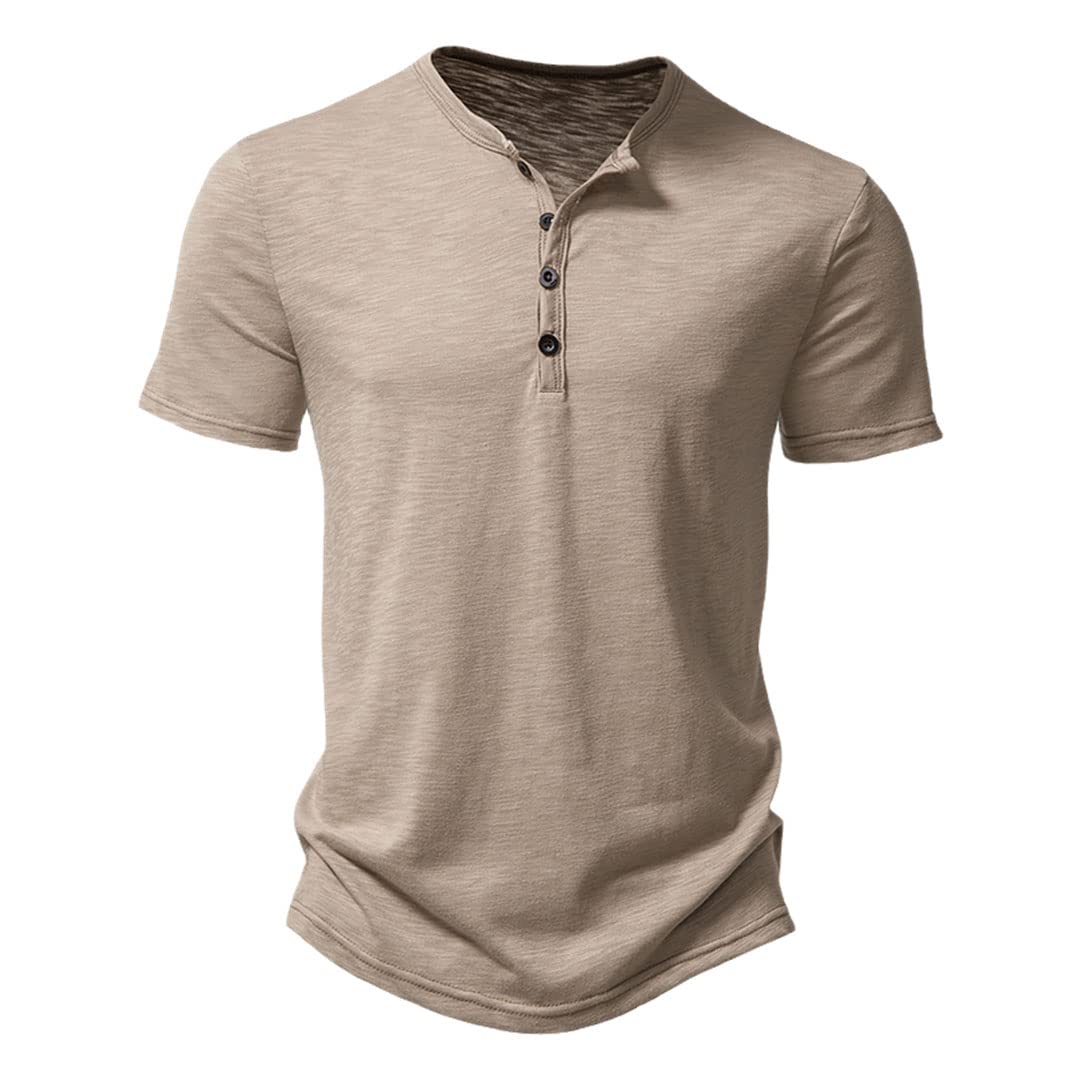 Henley Shirts - Maglietta vintage a maniche corte, da uomo, casual, con bottoni