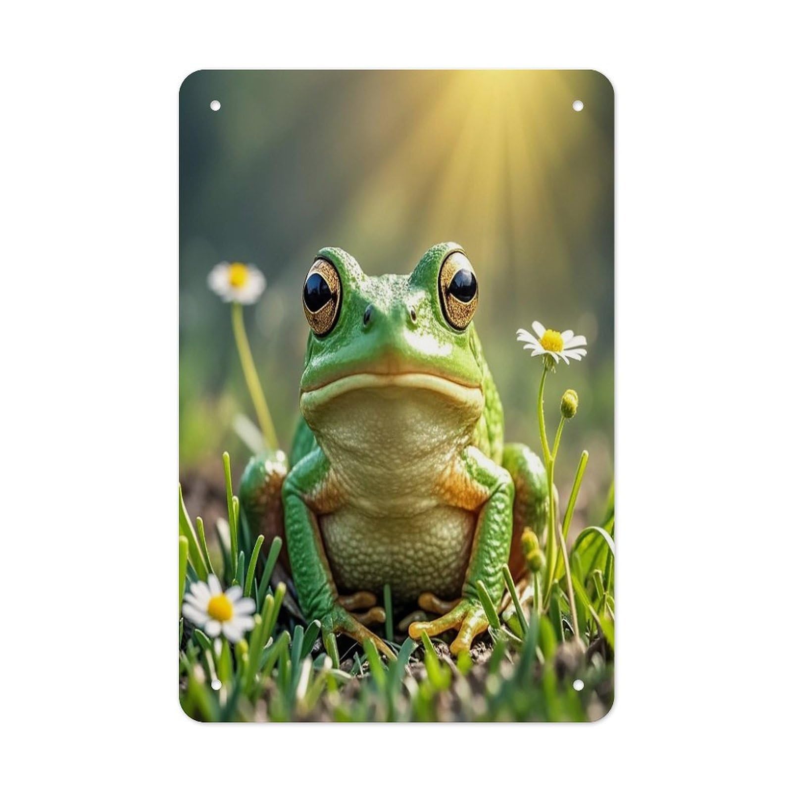 Cute Frog Metal Tin Sign Funny Vintage Metal Signs Metal Art Poster Man Cave Decor Retro Tin Sign for Home Office Kitchen Bar Cafe Garden Wall Decor 11.8 X 7.9 Inch