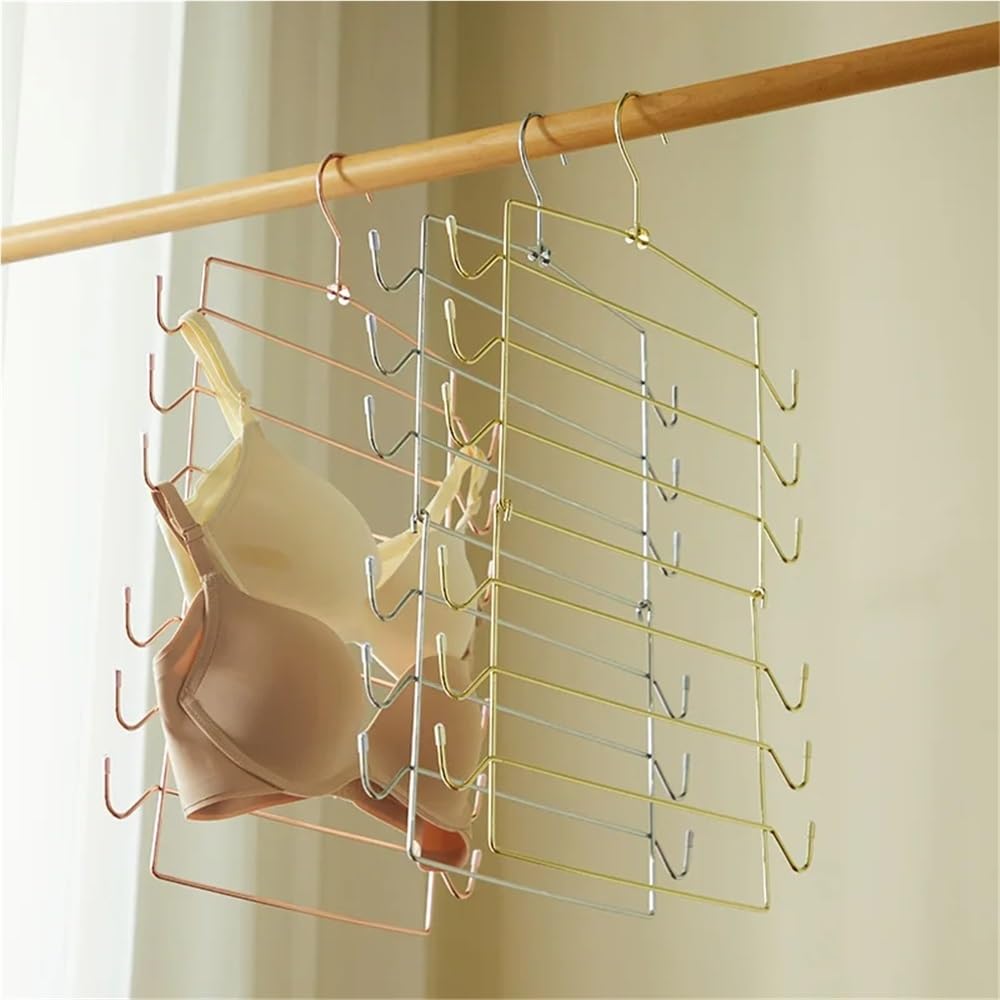 Percha de Metal Plegable de 6 Capas, giratoria, for Ropa Interior, Bufandas, sin Costuras, for Almacenamiento y Secado(Rose Gold)