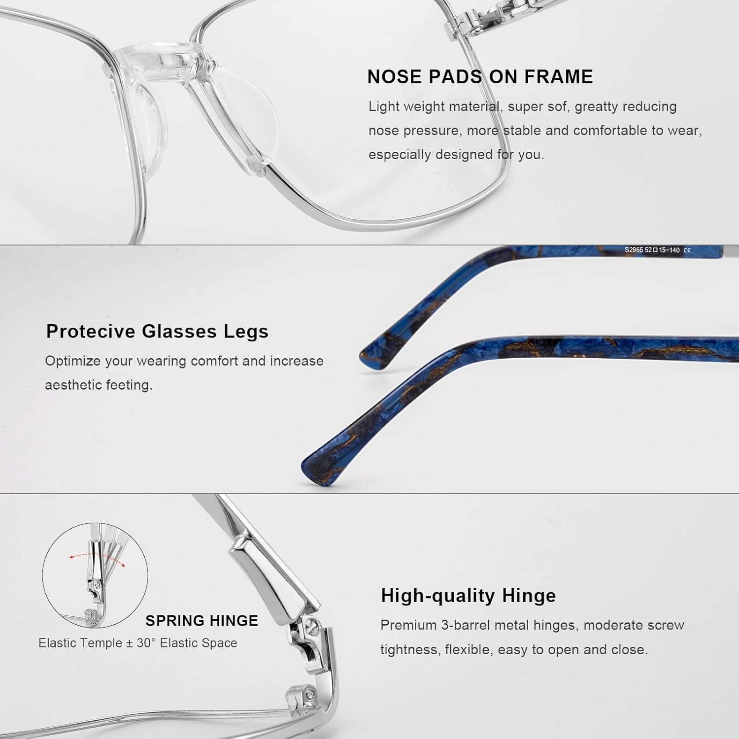 RB. Pilot Reading Glasses for Women Blue Light Blocking Computer Glasses Spring Hinge Readers Metal Frame Acetate Legs