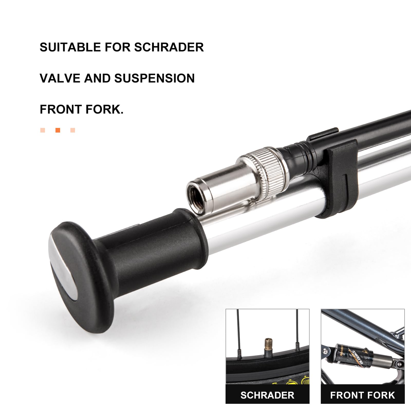 CXWXC Pompa per bicicletta con manometro, compatta per mountain bike e e-bike, in alluminio, 300 PSI