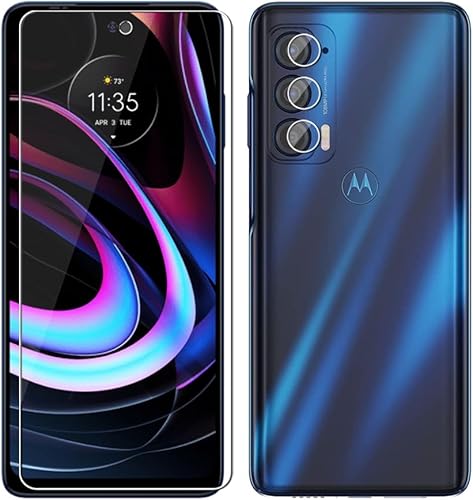 Miniatura 3 de UZWZW (3+3 para Motorola Edge 2021  Edge 5G UW 2021 (paquete de 3) Protector de pantalla de vidrio templado y (3 unidades) protector de lente de