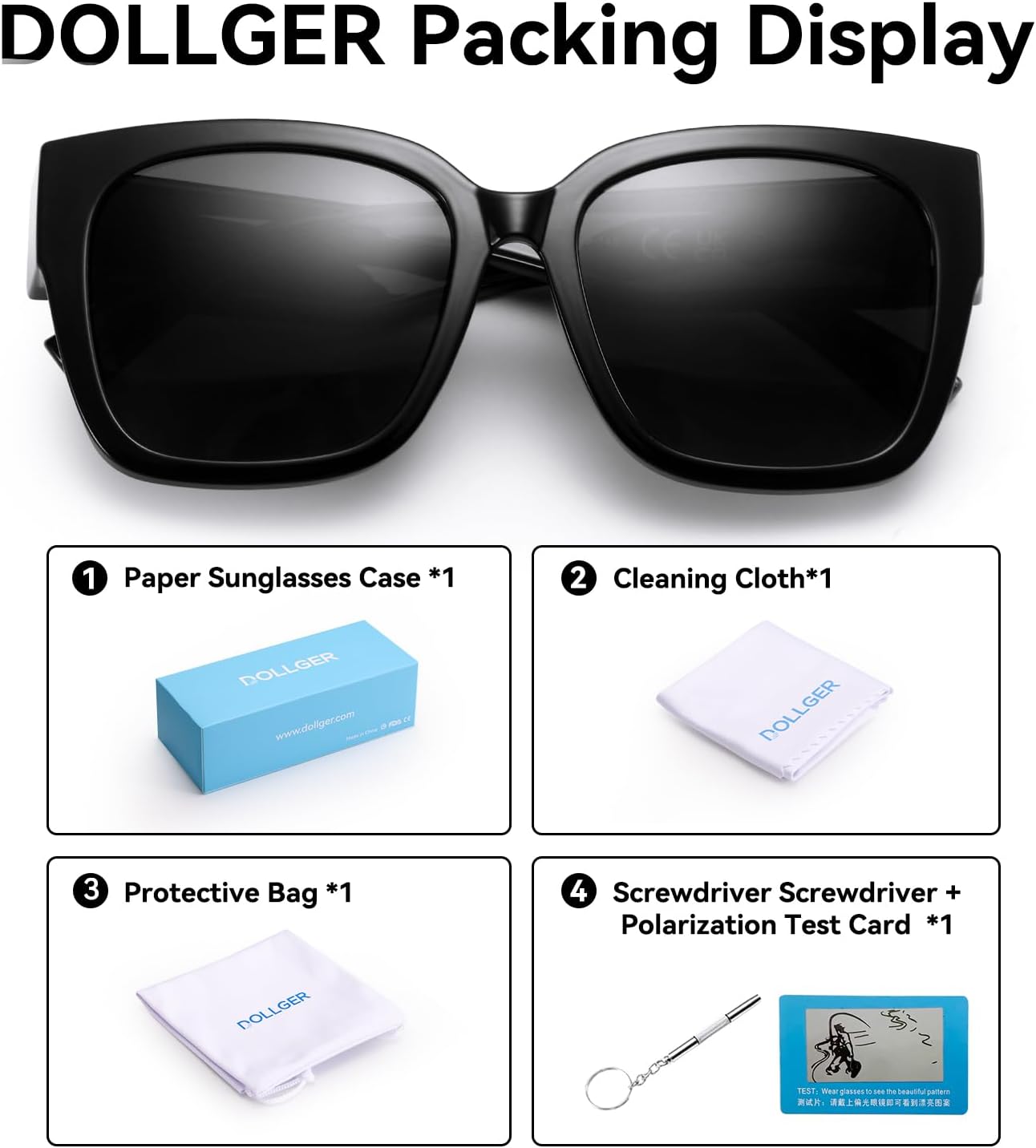 Polarized Fit Over Glasses Sunglasses for Women Trendy Square Wrap Around Shades UV Protection Driving Riding - Image 7