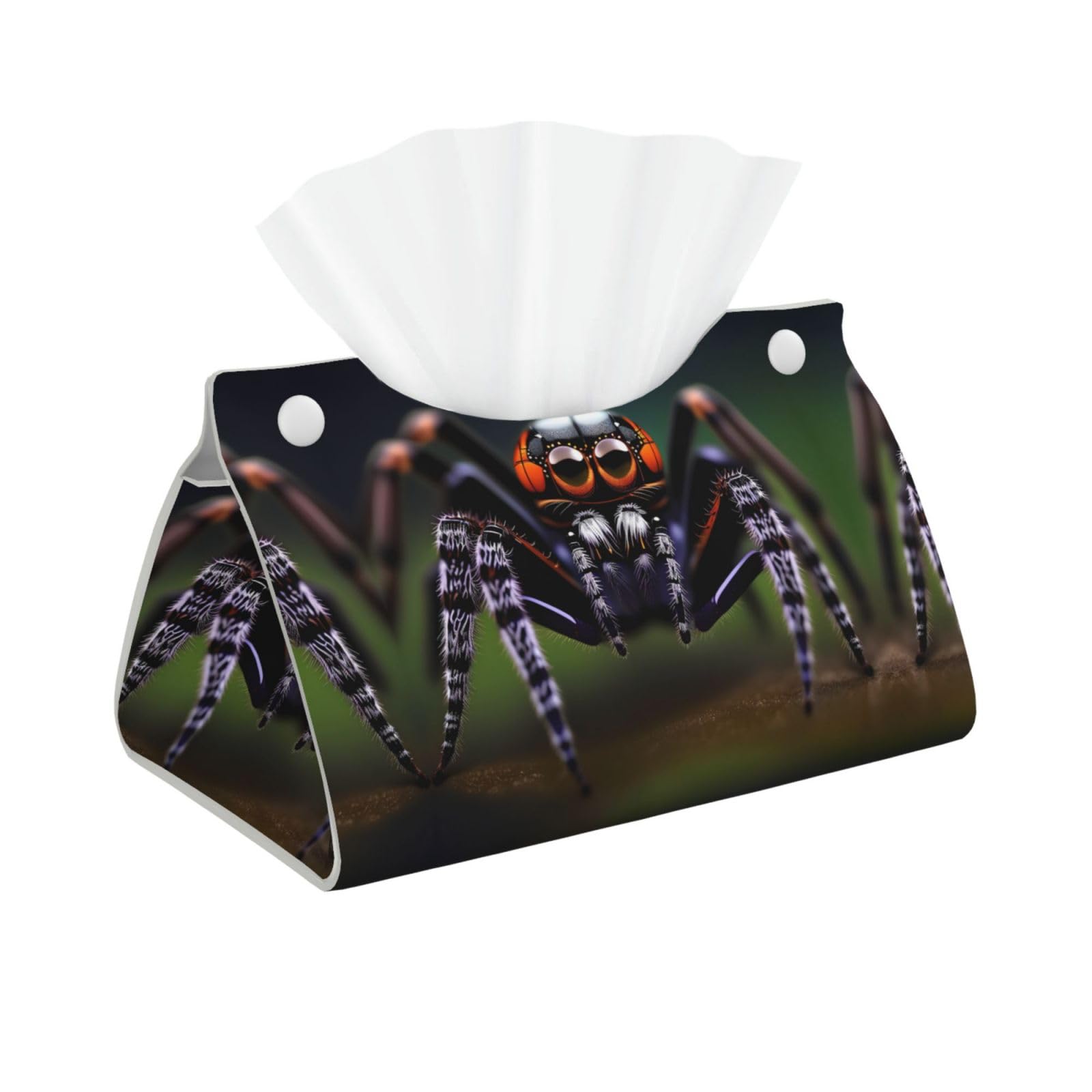 Tropical Rain Spiders Print Long Tissue Box Cover Holder Foldable Leather Organizer for Vanity, Nightstand, Desk & Bathroom
