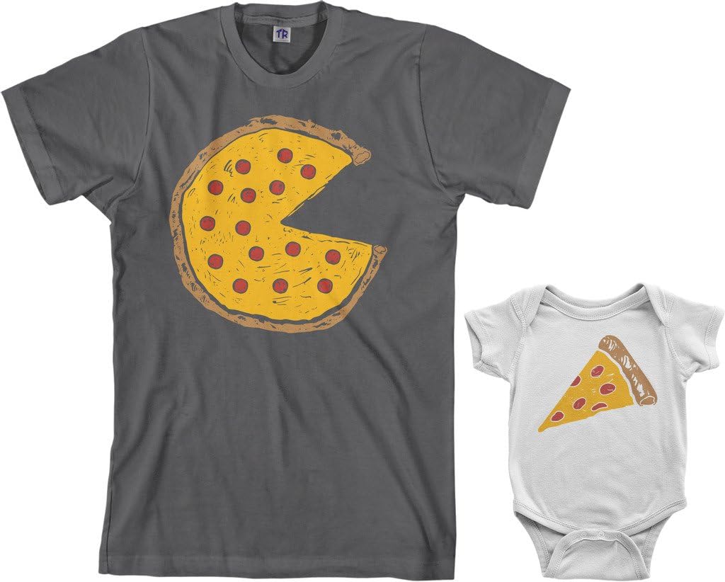 Threadrock Pizza Pie & Slice Infant Bodysuit & Men's T-Shirt Matching Set