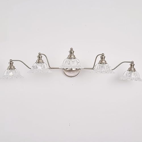 Miniatura 50 de Luminarias de Baño Estilo Granja Negras, Luces de Tocador para Baño, Luminarias de Tocador de 2 Luces Negro -,Latón,Vidrio de latón,Blanco,Vaso de