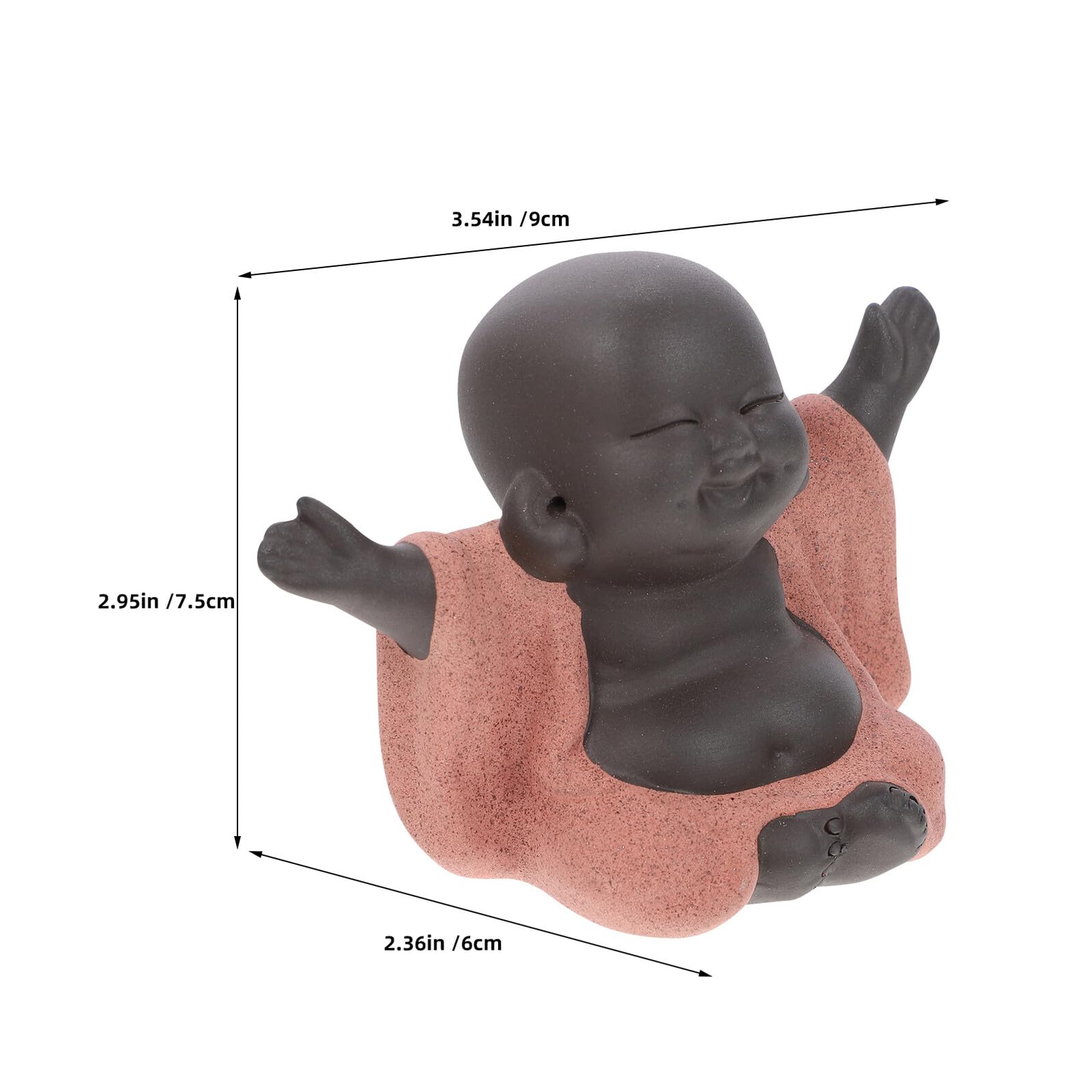 Statua di Buddha Sorridente Ornamento Classico Eleganza Artigianale in Argilla Viola 2, Decorazione da Tavolo Versatile per Ufficio e Casa