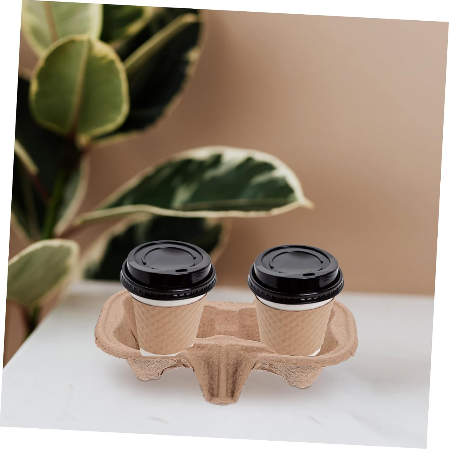 50pcs Take Out Cup Holder Tray Paper Beverage Carrier for Coffee Milk Tea Drinks Cup Design for Outdoor Use