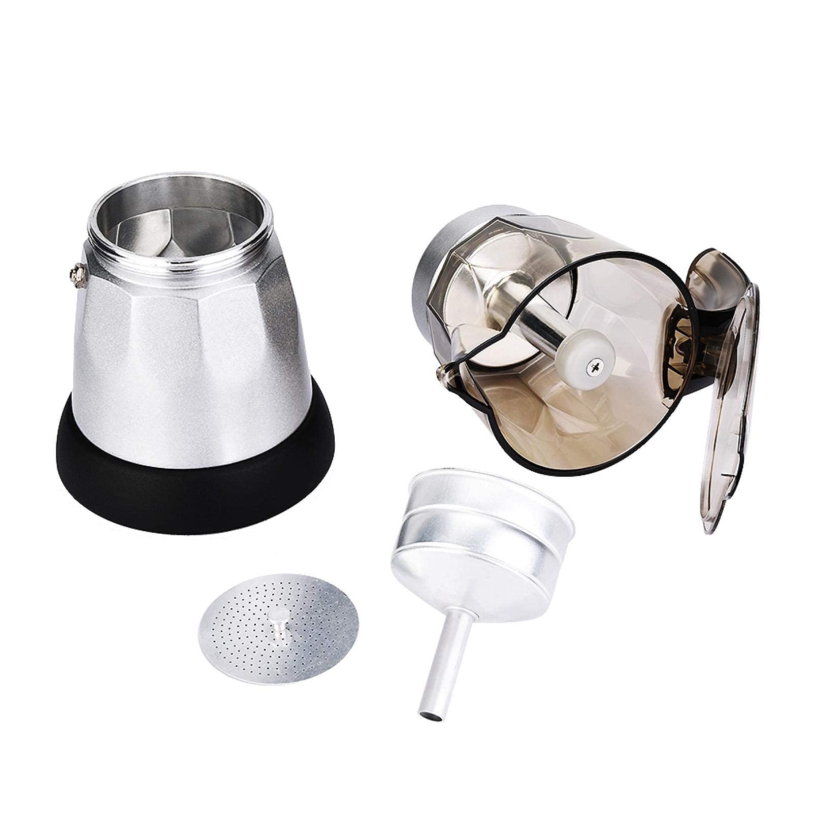 Pot Moka Électrique de Grande Capacité 220V Machine à Expresso Percolateur Classique Café et Thé pour Lave-vaisselle 300ml Argent