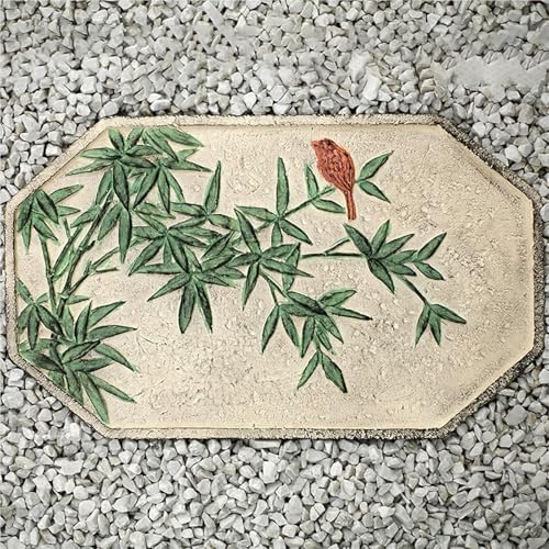 Stepping Stones Outdoor Large Outside Decorative Stones for Yard Backyard, Retro Chinese Style Floor Road Stone(Bamboo,1pc)