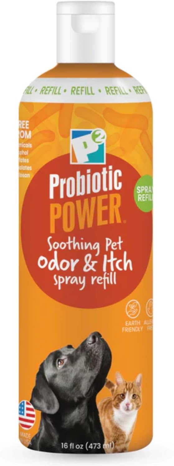 Pet Odor & Itch Refill – Dog, Cat, Puppy, Kitten Grooming Spray, Deodorizer, Litter Box Freshener, Hot Spot Spray, Coat, Bedding, Kennel, Carrier, Travel – 16 oz