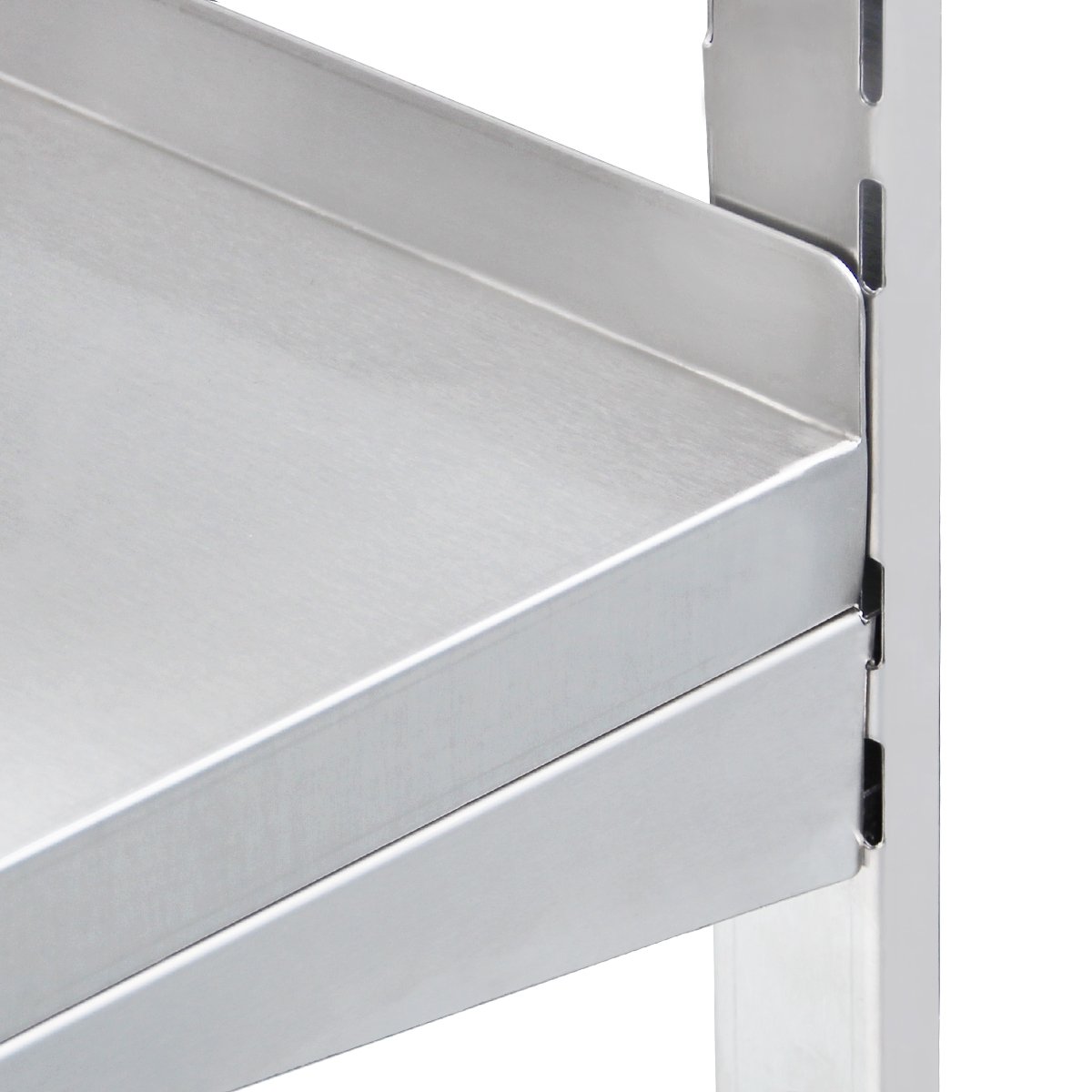 Beeketal 'BWR-6' Gastro Edelstahl Küchen Wandregal 1200 mm Länge x 320 mm Tiefe, 2 Ablageflächen mit je 35 kg Tragkraft, rückseitige Aufkantung, 4-Fach höhenverstellbar, inkl. Wandmontagematerial